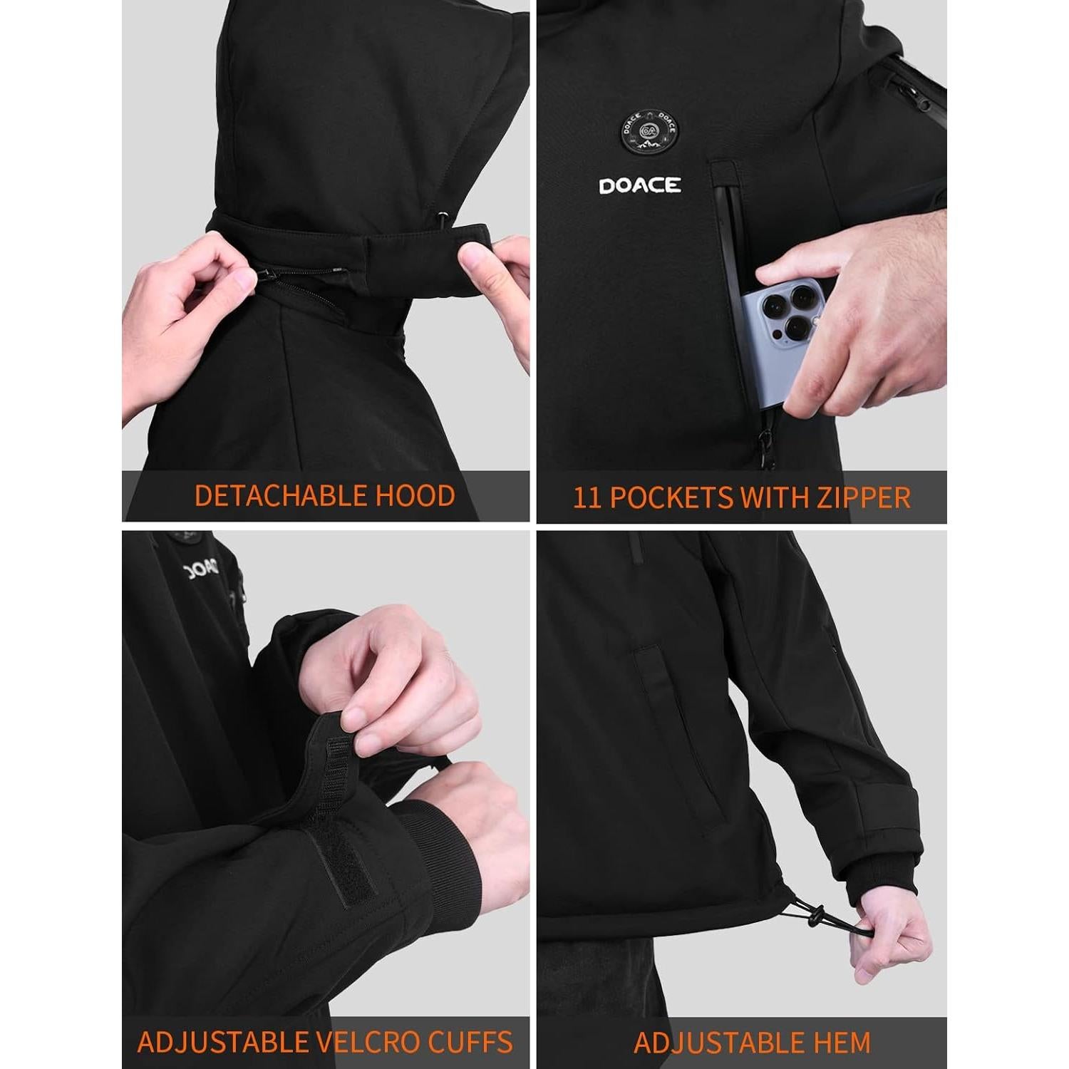 Chaqueta Térmica DOACE Unisex 12V 14400mAh con Calefacción