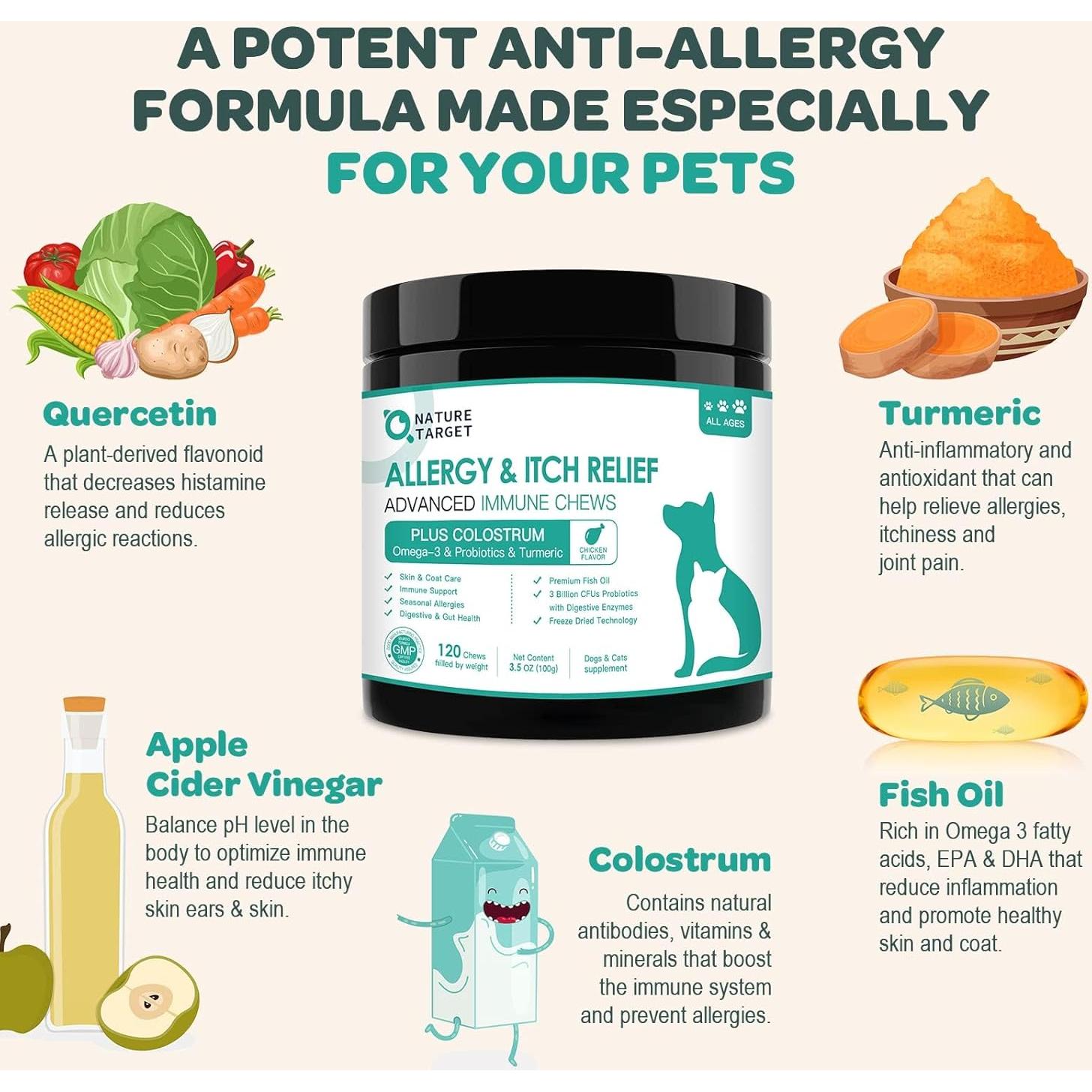 Alivio de Alergias para Perros Nature Target 120 Masticables