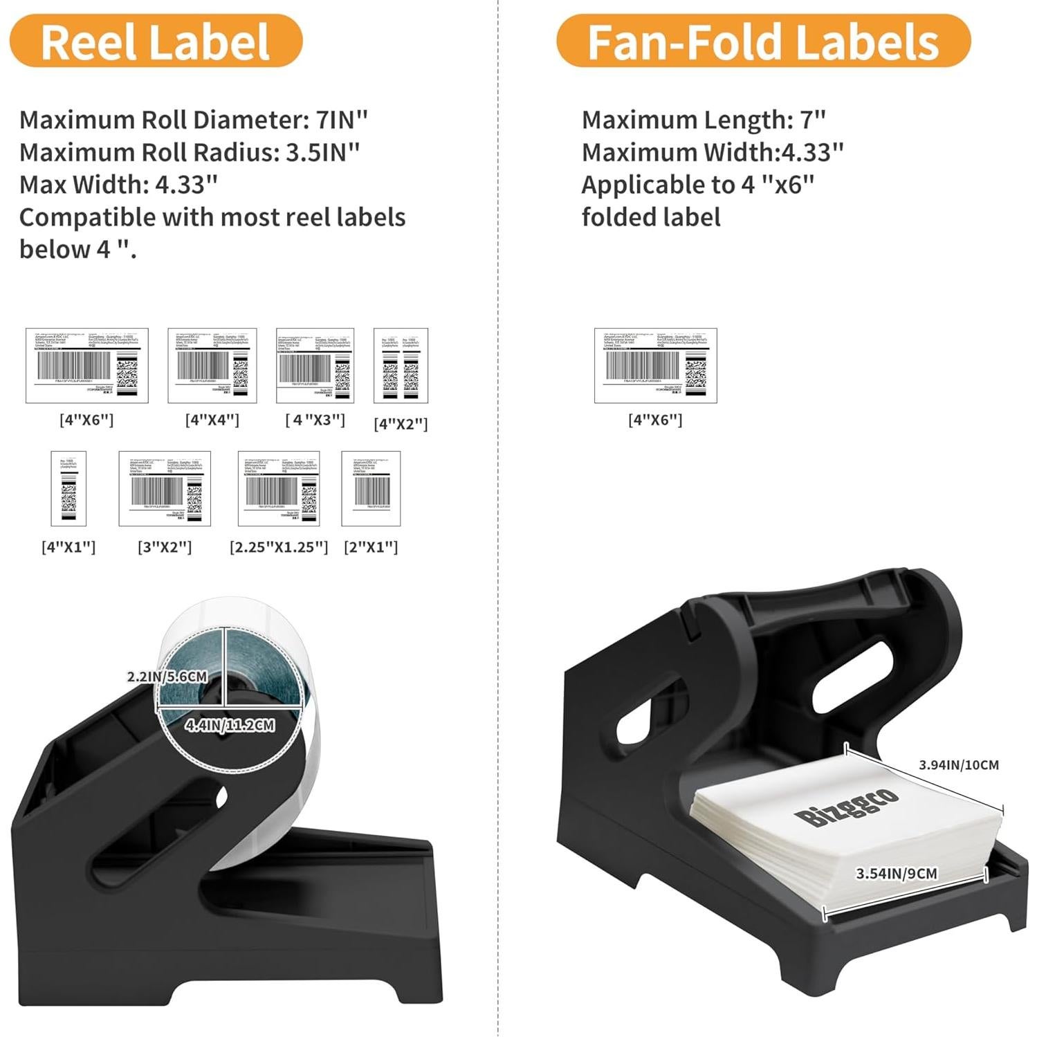 Soporte de Etiquetas Térmicas Bizggco BG-L01 Negro 20.32x13.97x15.24cm