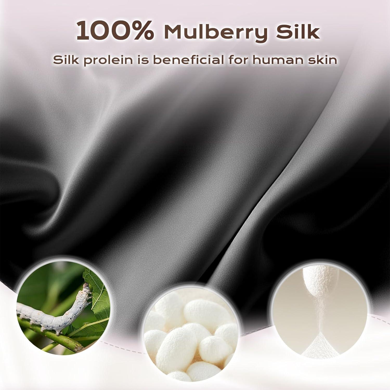 Máscara de Ojos de Seda Uamector Ajustable y Suave - Negro