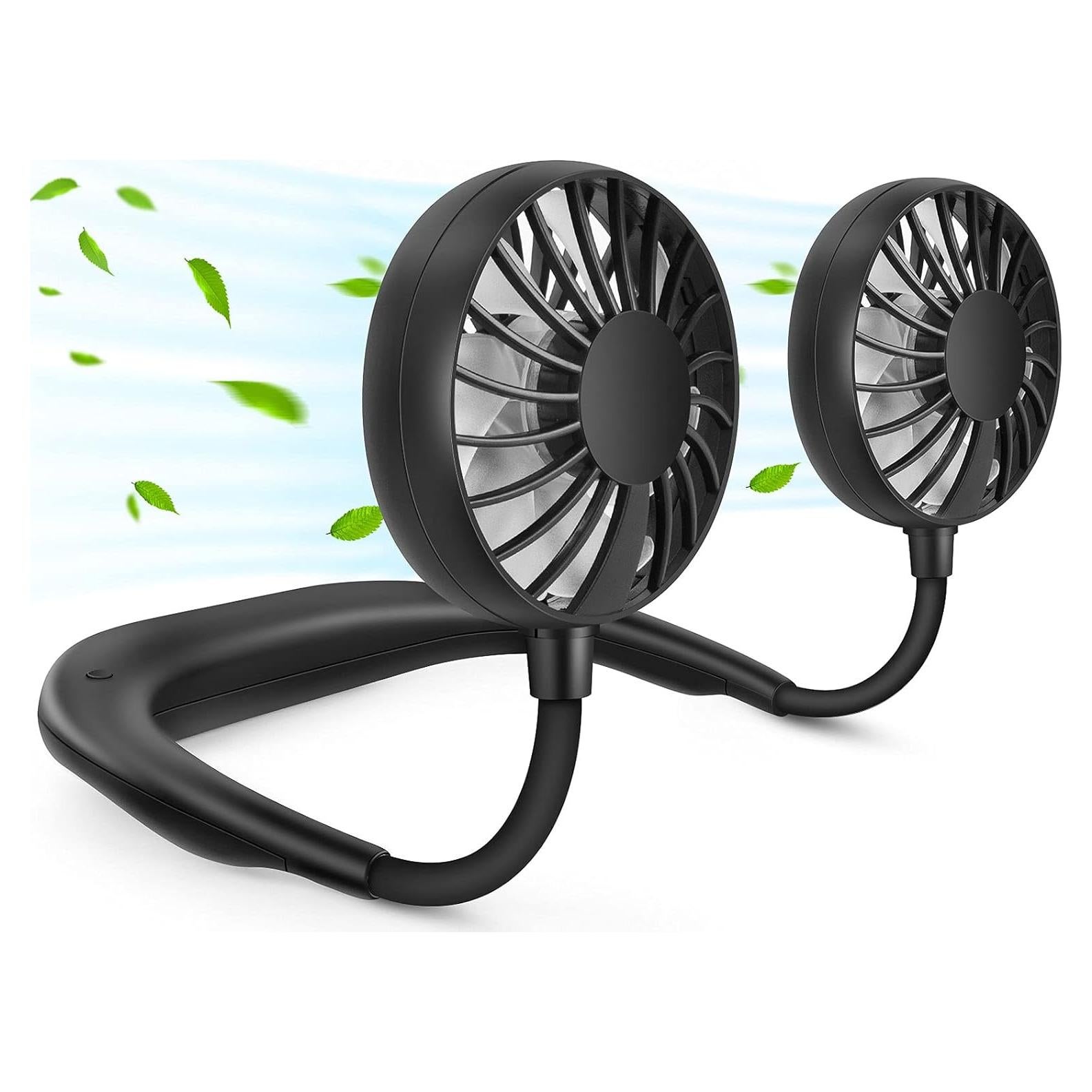 Ventilador de Cuello Portátil RJVW Negro 3 Velocidades USB