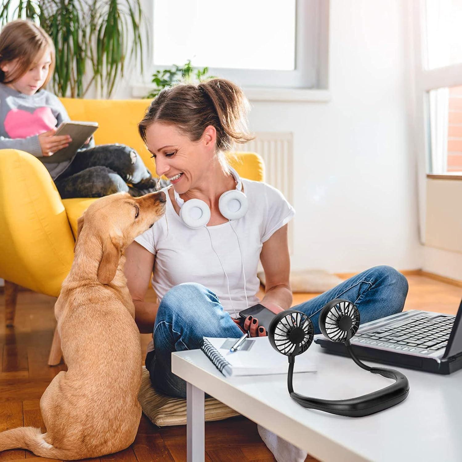 Ventilador de Cuello Portátil RJVW Negro 3 Velocidades USB