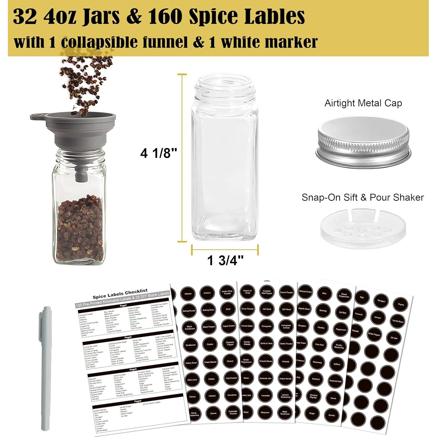 Organizador de especias Ardier 4 niveles con 32 tarros y 160 etiquetas