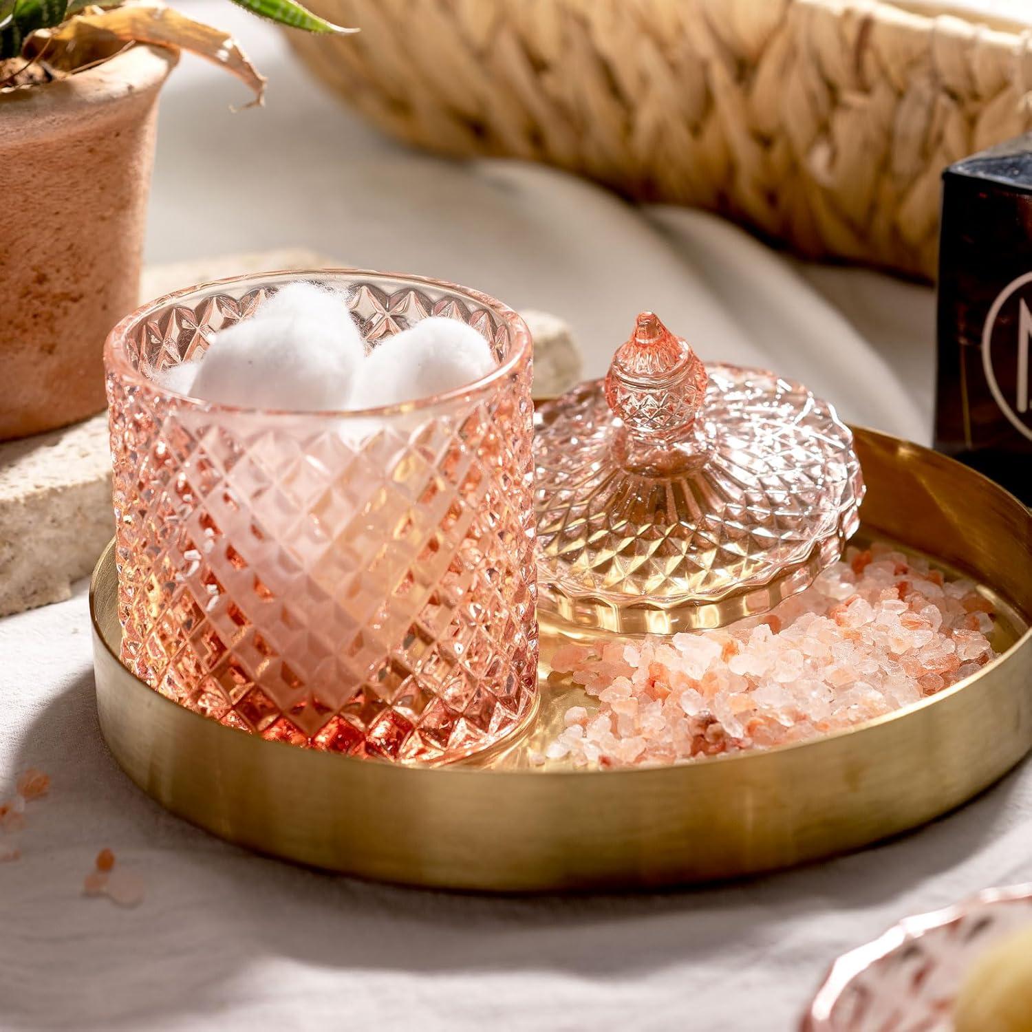 Juego de Accesorios de Baño EMPO 5 Piezas Vidrio Rosa Fresco