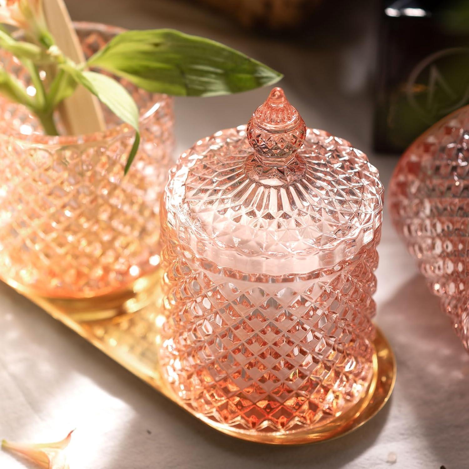 Juego de Accesorios de Baño EMPO 5 Piezas Vidrio Rosa Fresco