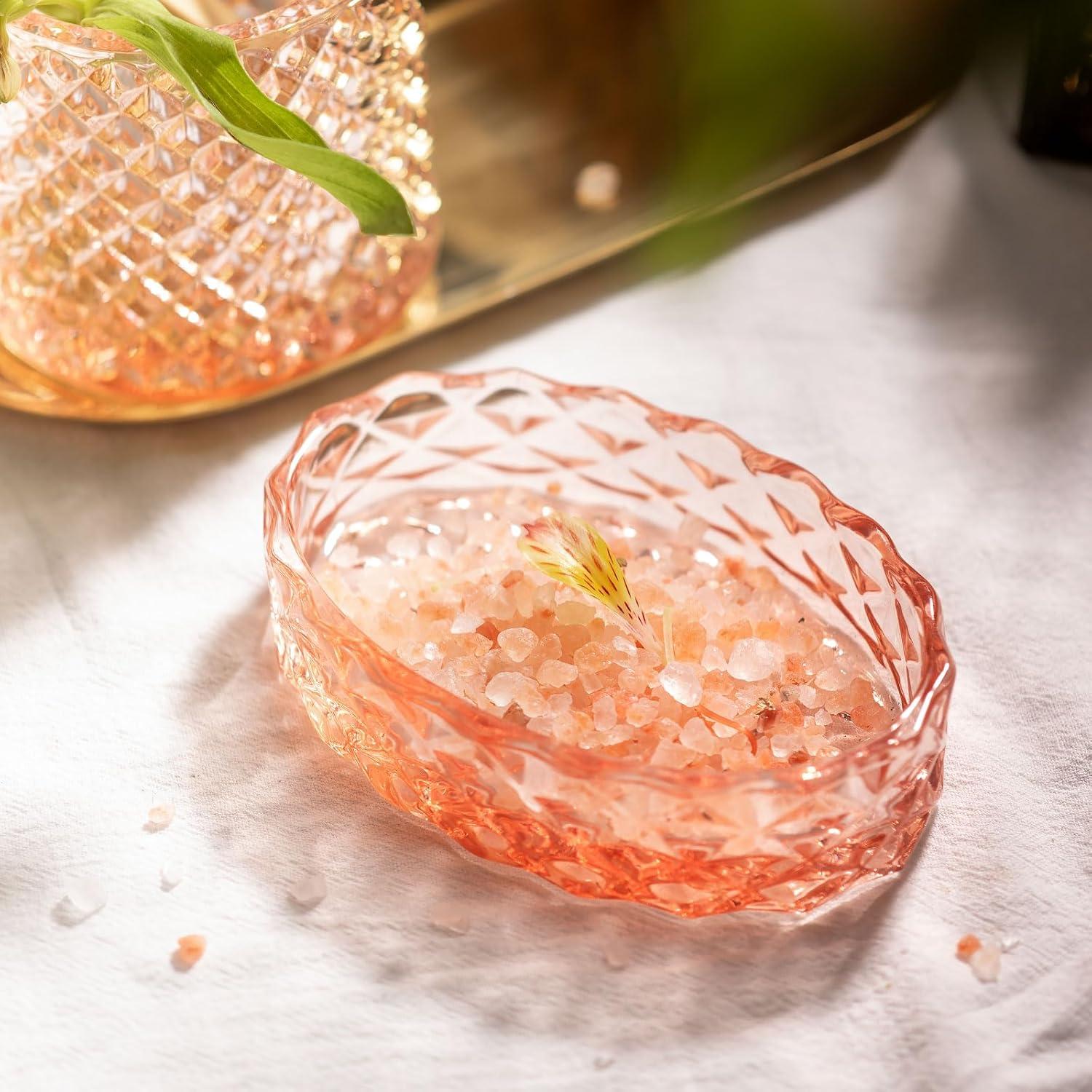 Juego de Accesorios de Baño EMPO 5 Piezas Vidrio Rosa Fresco