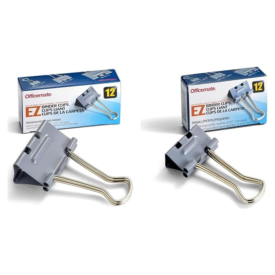 Clips de Binder EZ Officemate 12 Medianos y 12 Pequeños