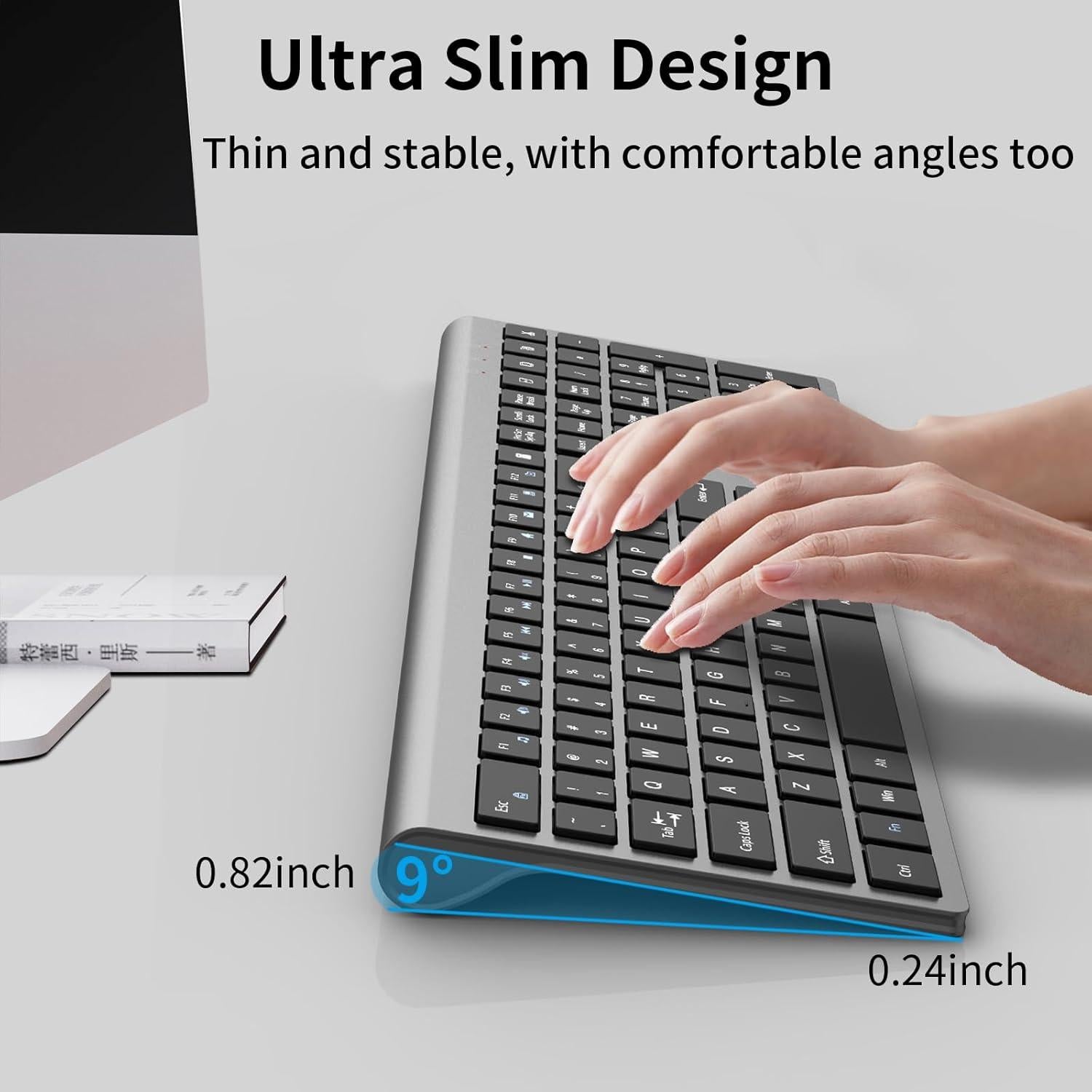 Teclado Inalámbrico USB SHUNJINRUN K426 Gris Ultra Delgado