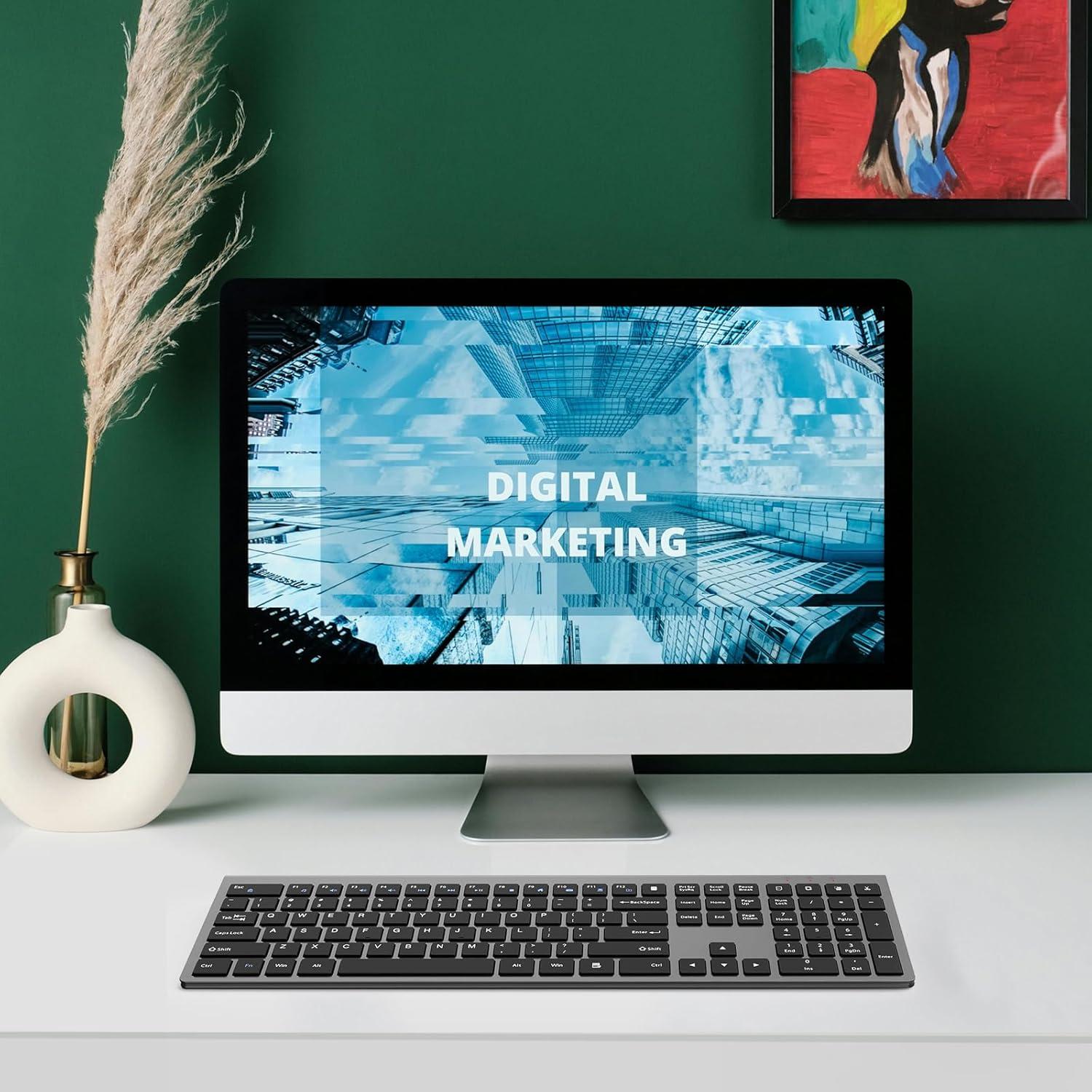 Teclado Inalámbrico USB SHUNJINRUN K426 Gris Ultra Delgado