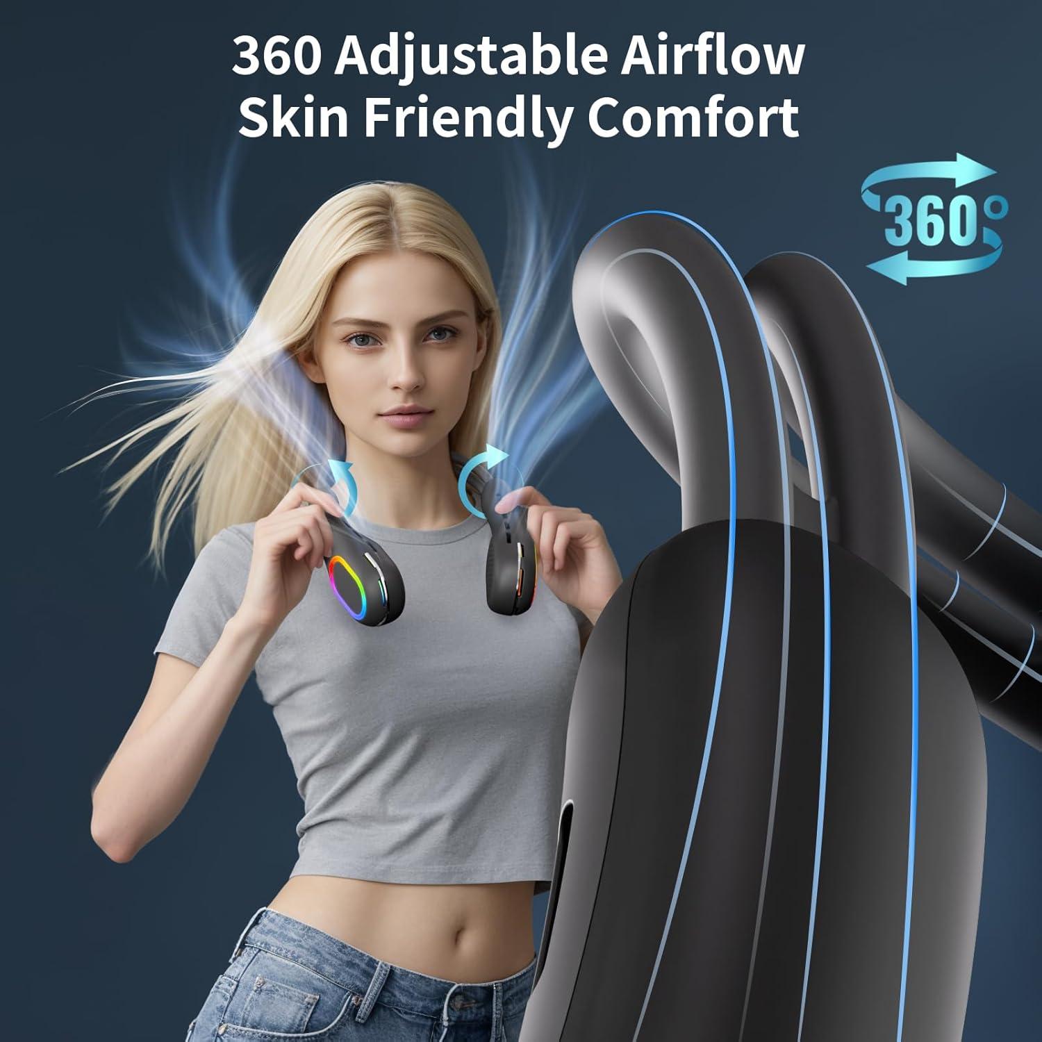 Ventilador de Cuello Portátil VEKK 6000mAh Sin Aspas 360°