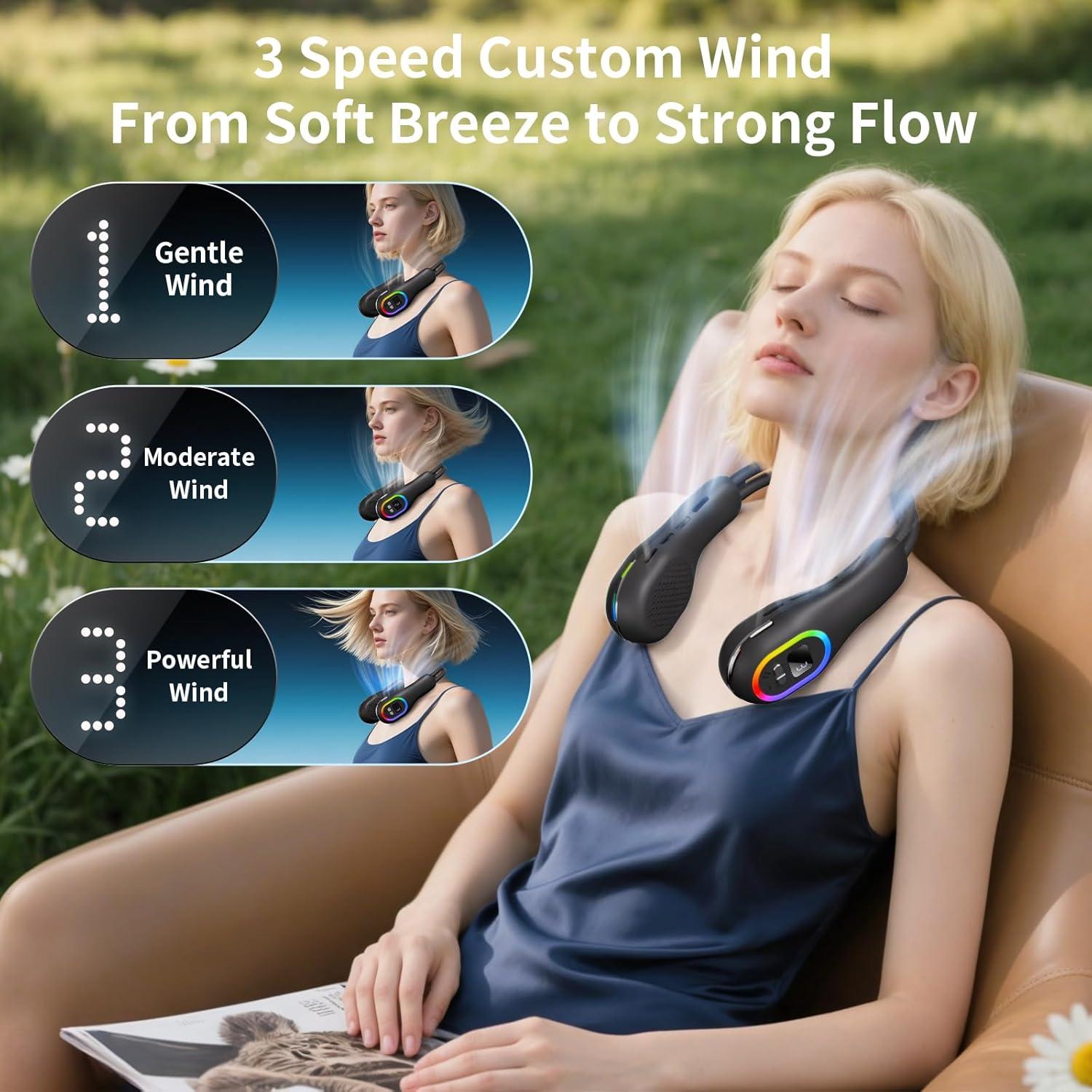 Ventilador de Cuello Portátil VEKK 6000mAh Sin Aspas 360°