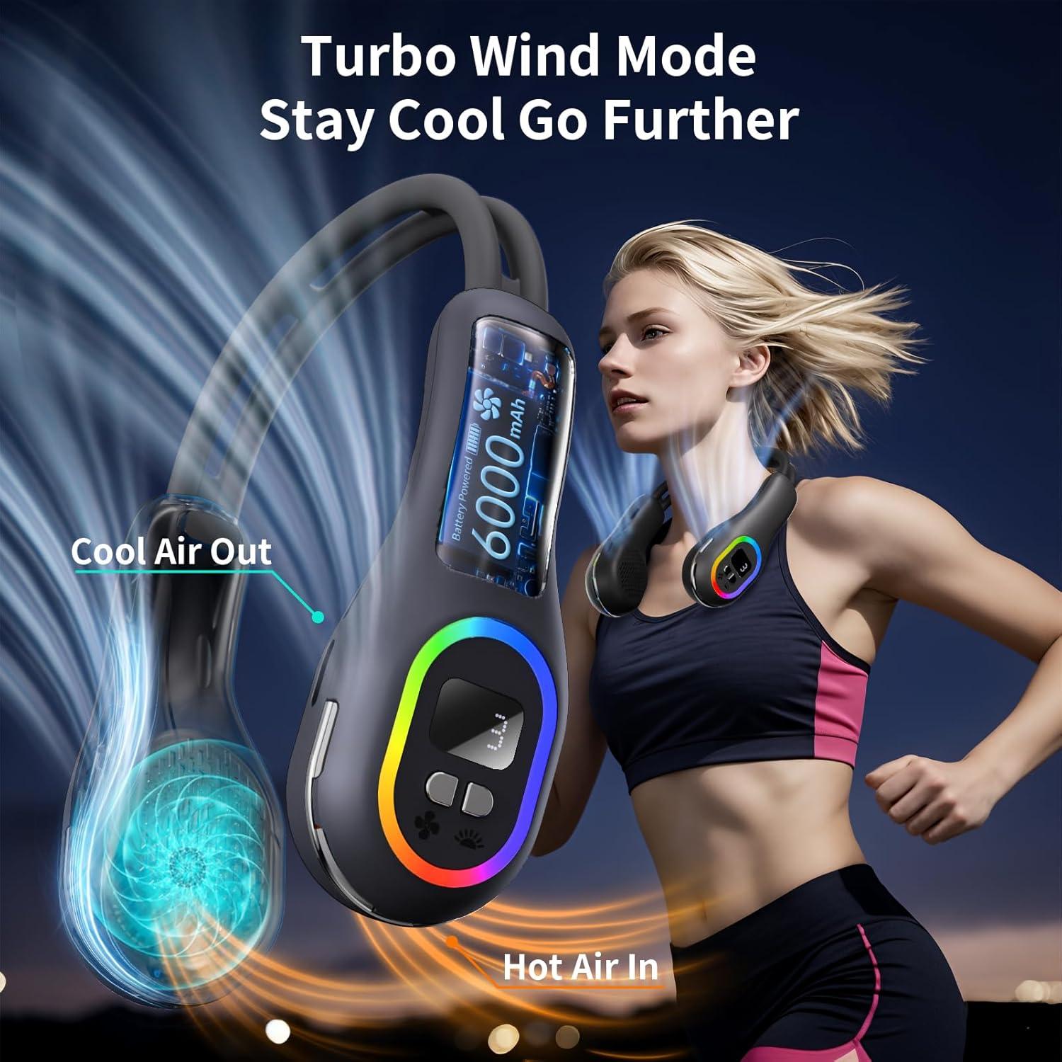 Ventilador de Cuello Portátil VEKK 6000mAh Sin Aspas 360°