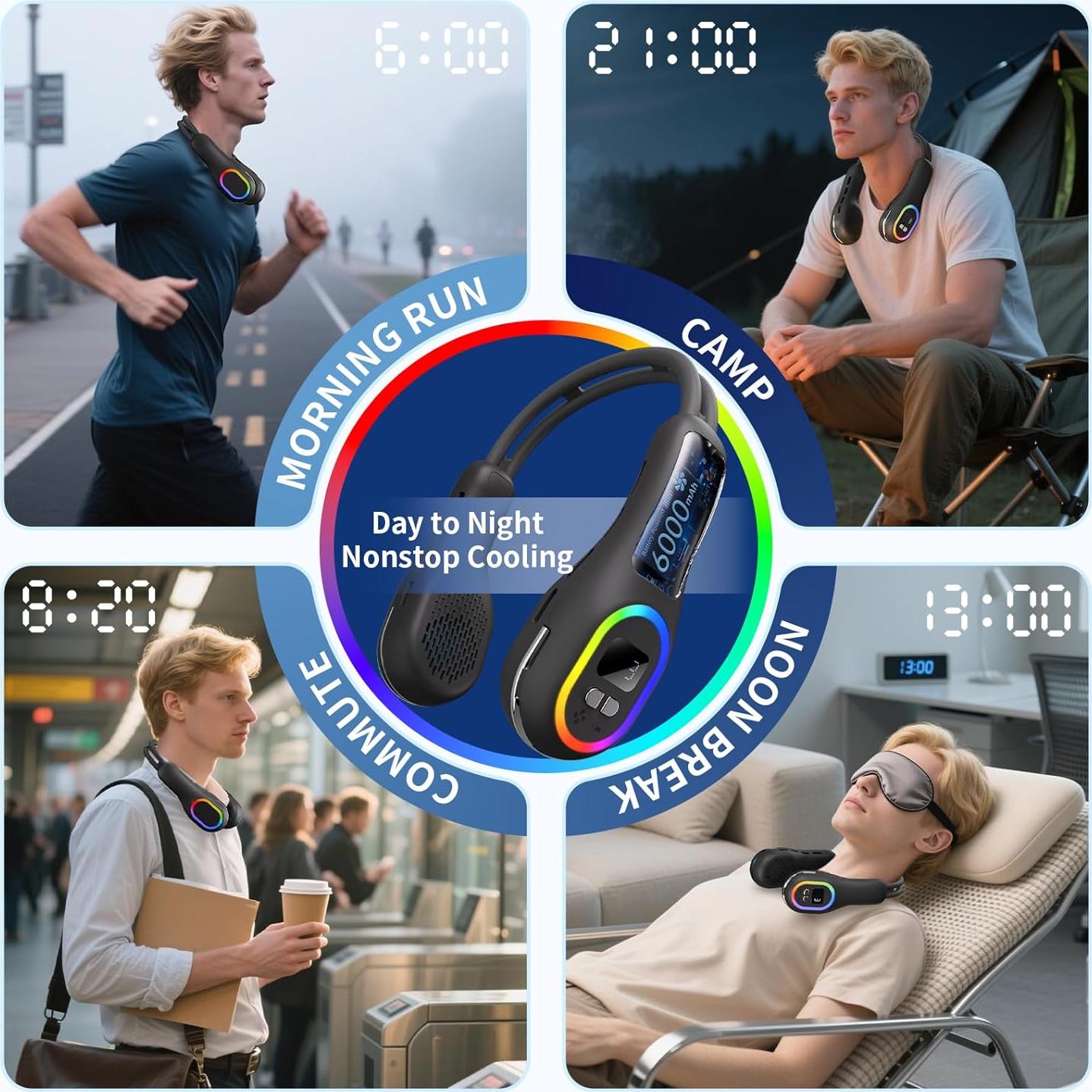 Ventilador de Cuello Portátil VEKK 6000mAh Sin Aspas 360°