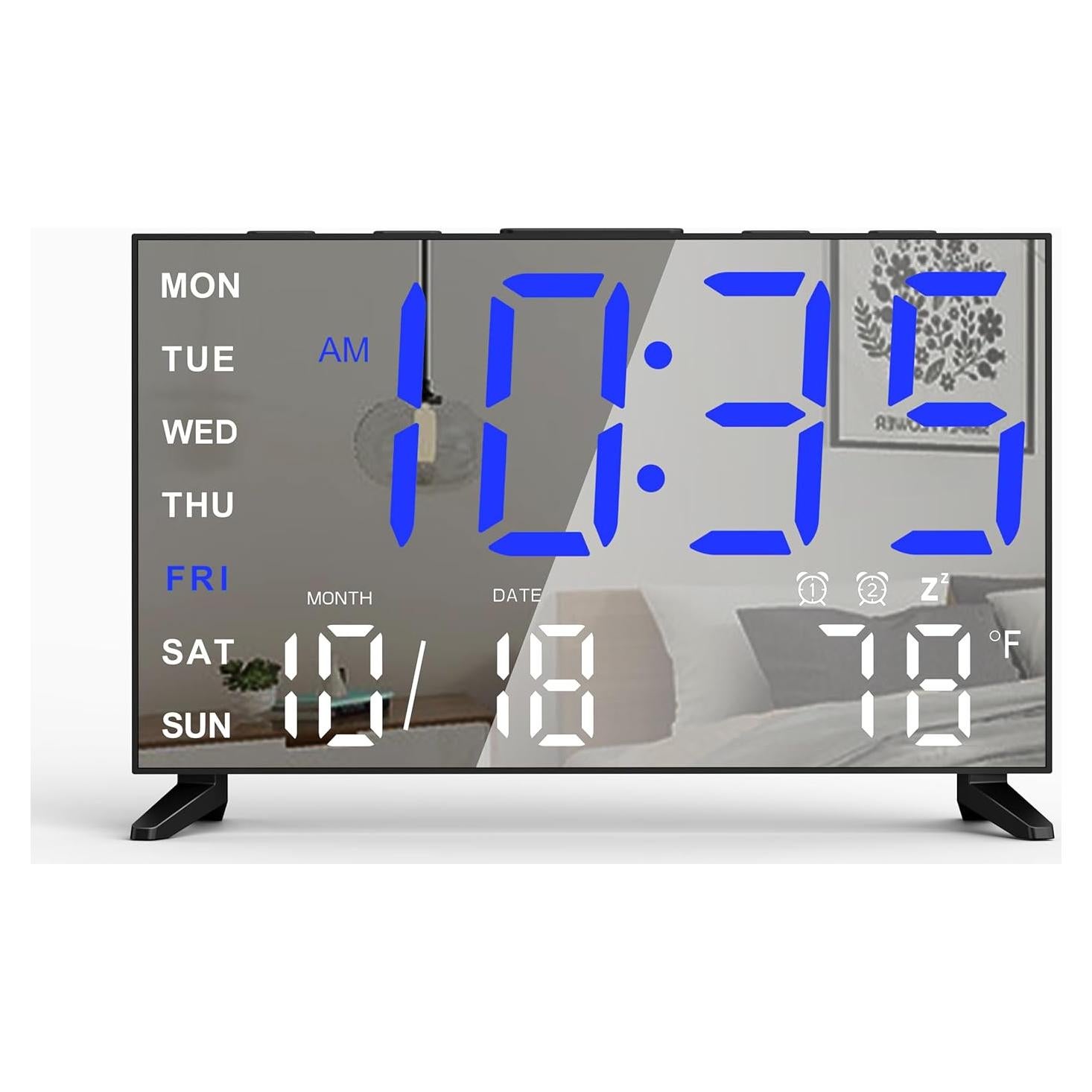 Reloj Despertador Digital Haimiage con Espejo y USB