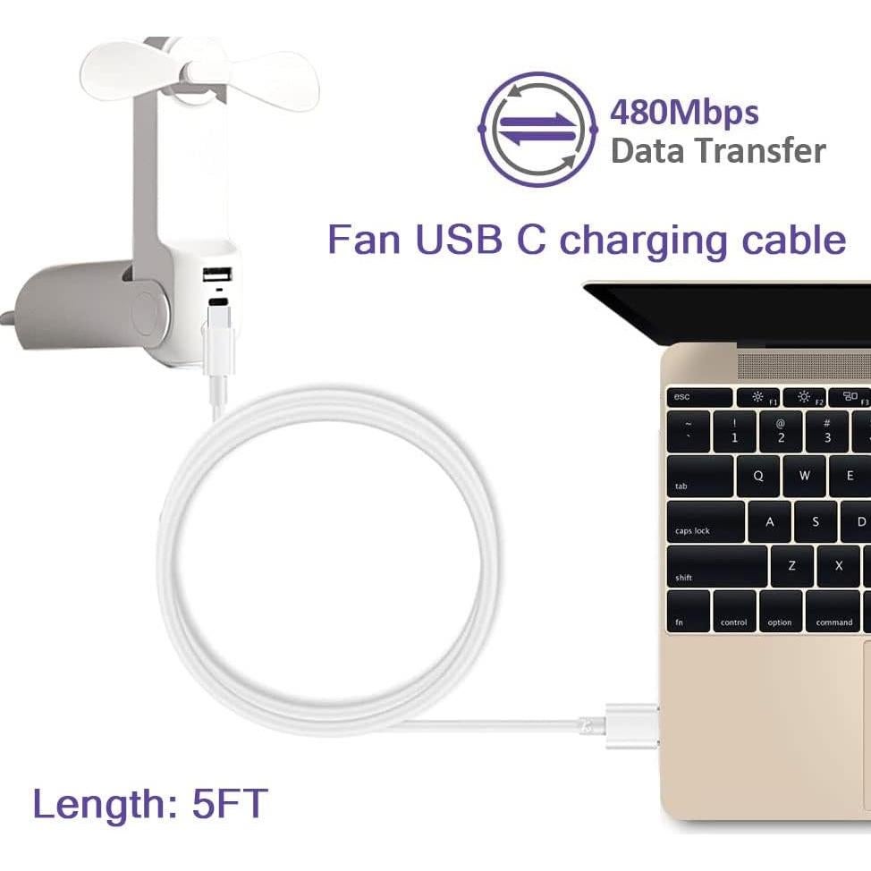 Cable de Carga USB C 1.5m para Ventiladores JISULIFE y más
