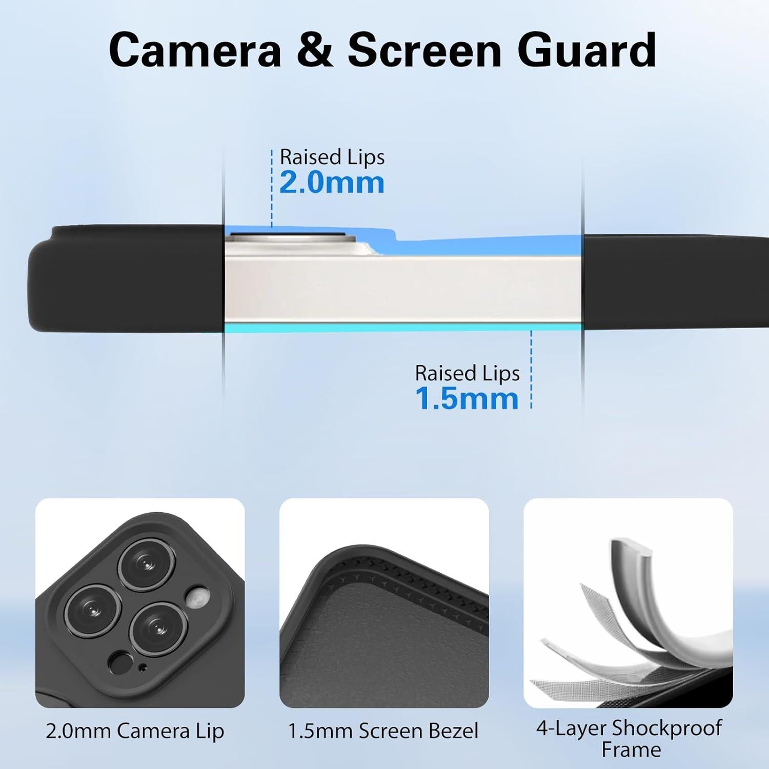 Funda de Silicona Luyxcaze para iPhone 12 Pro 6.1" Negra