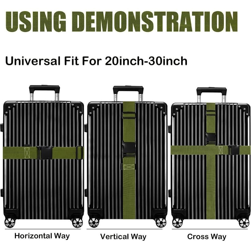 Correas de Equipaje GOWRAPS 2 Piezas Verde Militar 5.08 cm