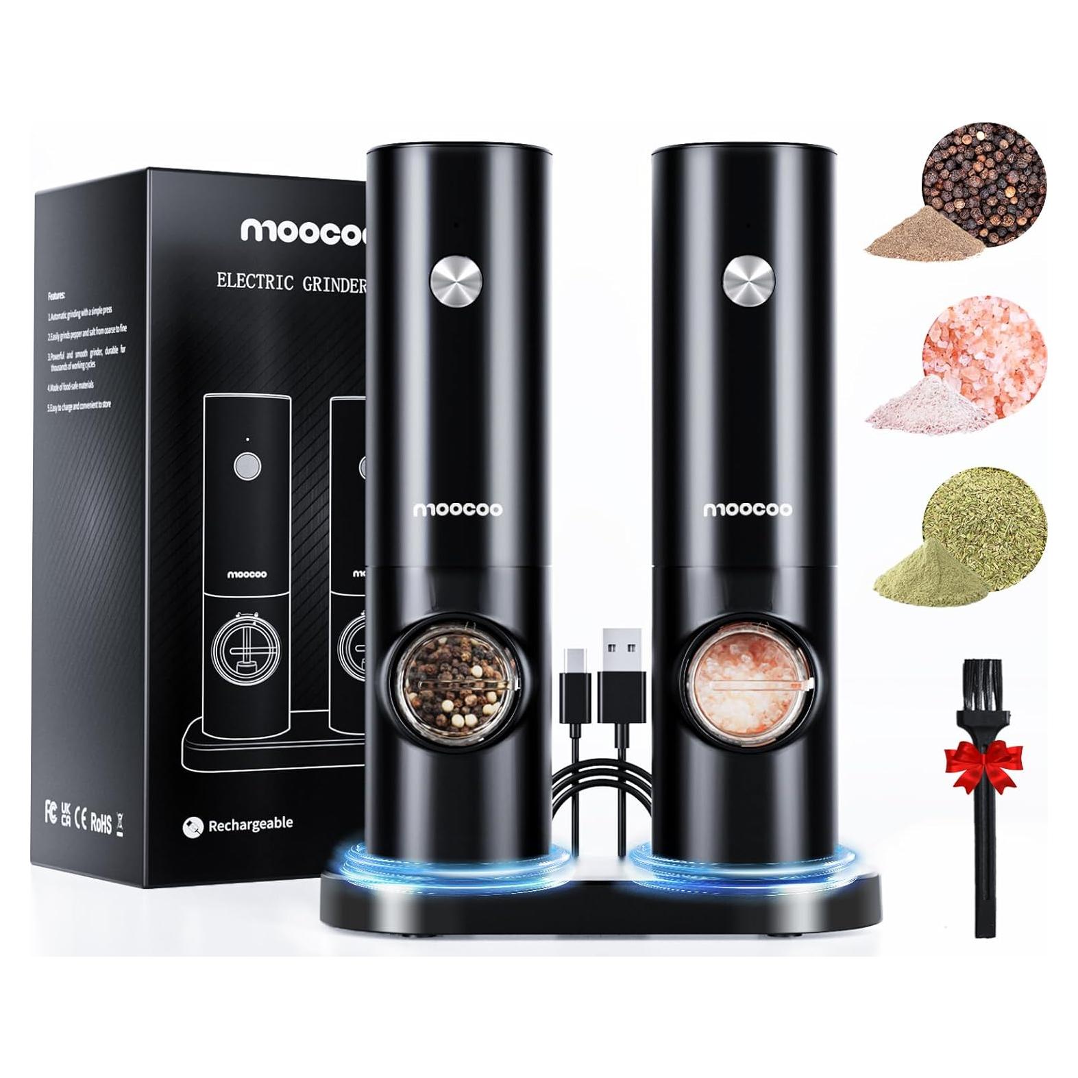 Juego de Molinillos Eléctricos de Sal y Pimienta Moocoo