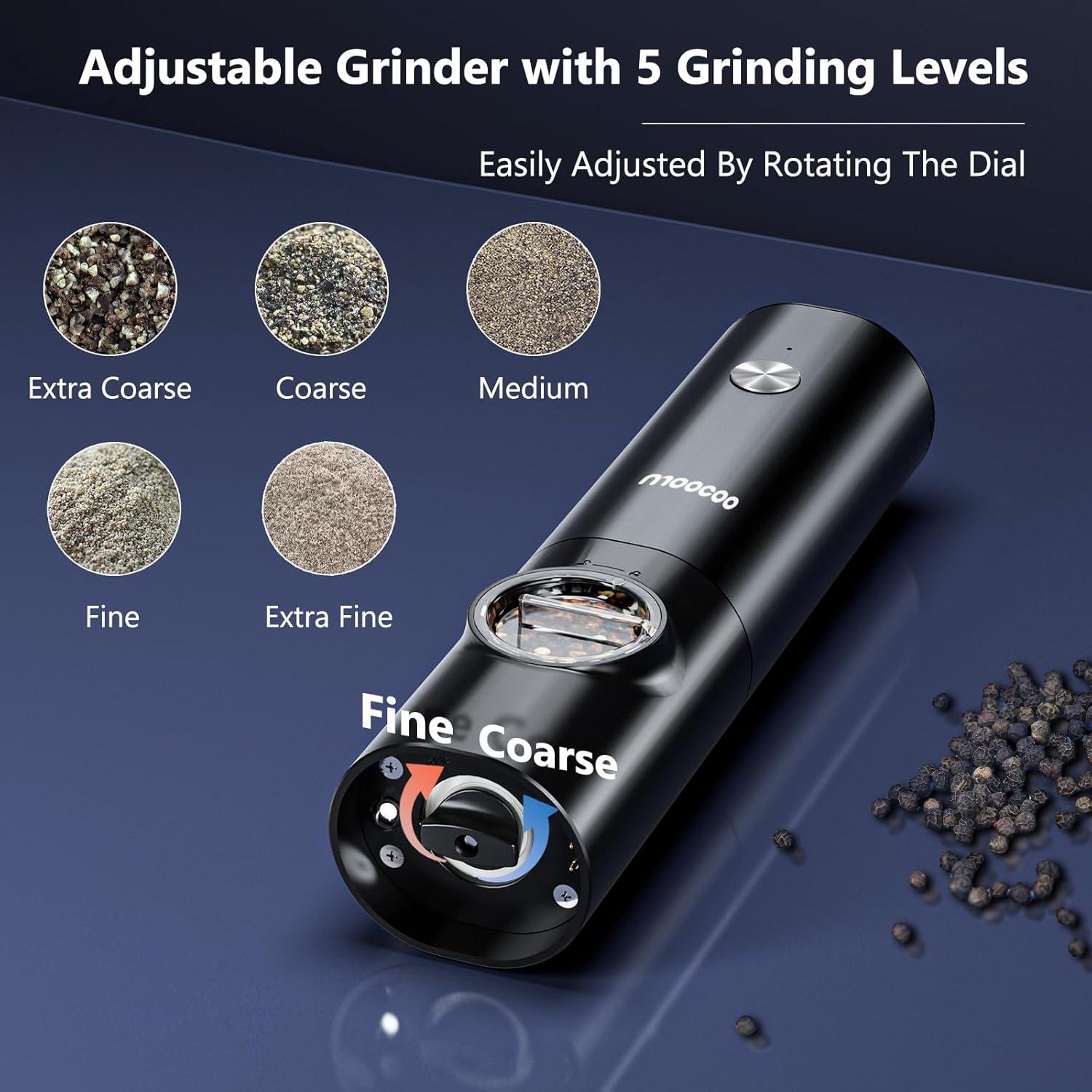 Juego de Molinillos Eléctricos de Sal y Pimienta Moocoo