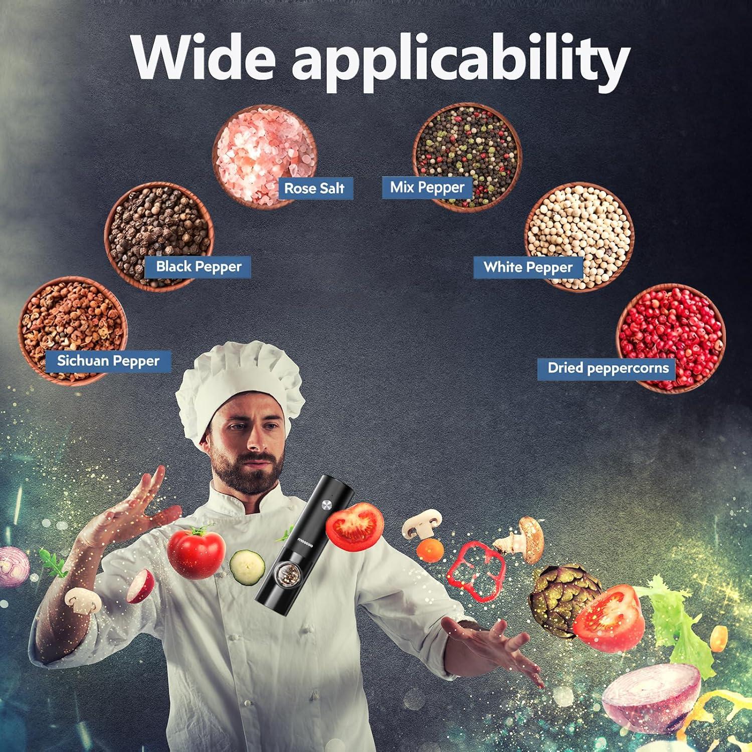 Juego de Molinillos Eléctricos de Sal y Pimienta Moocoo