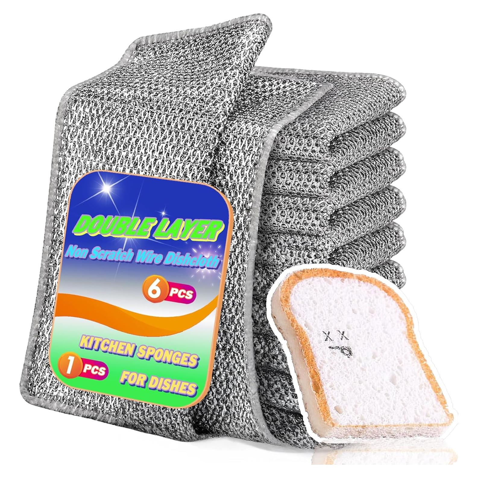 Paquete de 6 paños de alambre Muwfeuin + 1 esponja de cocina