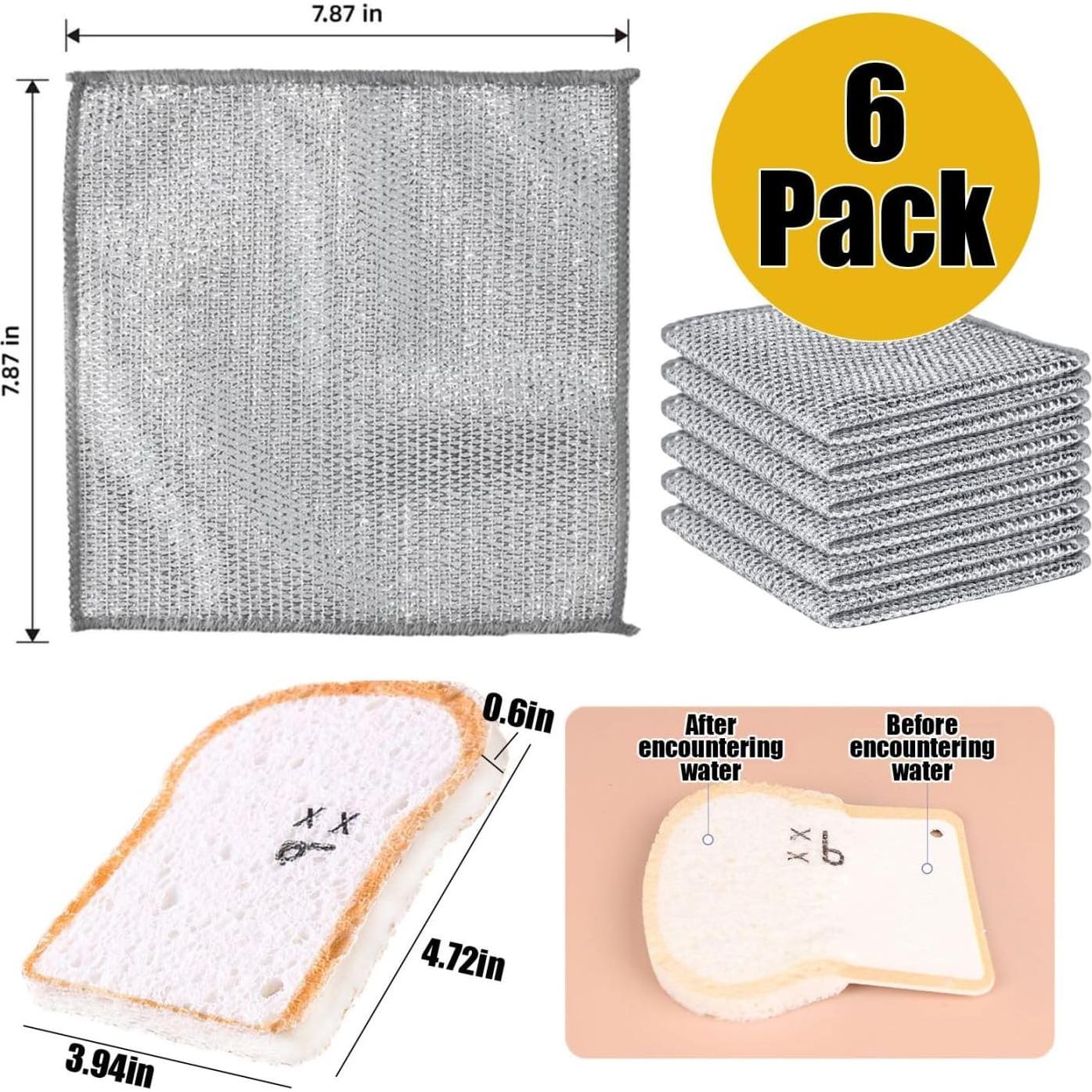 Paquete de 6 paños de alambre Muwfeuin + 1 esponja de cocina
