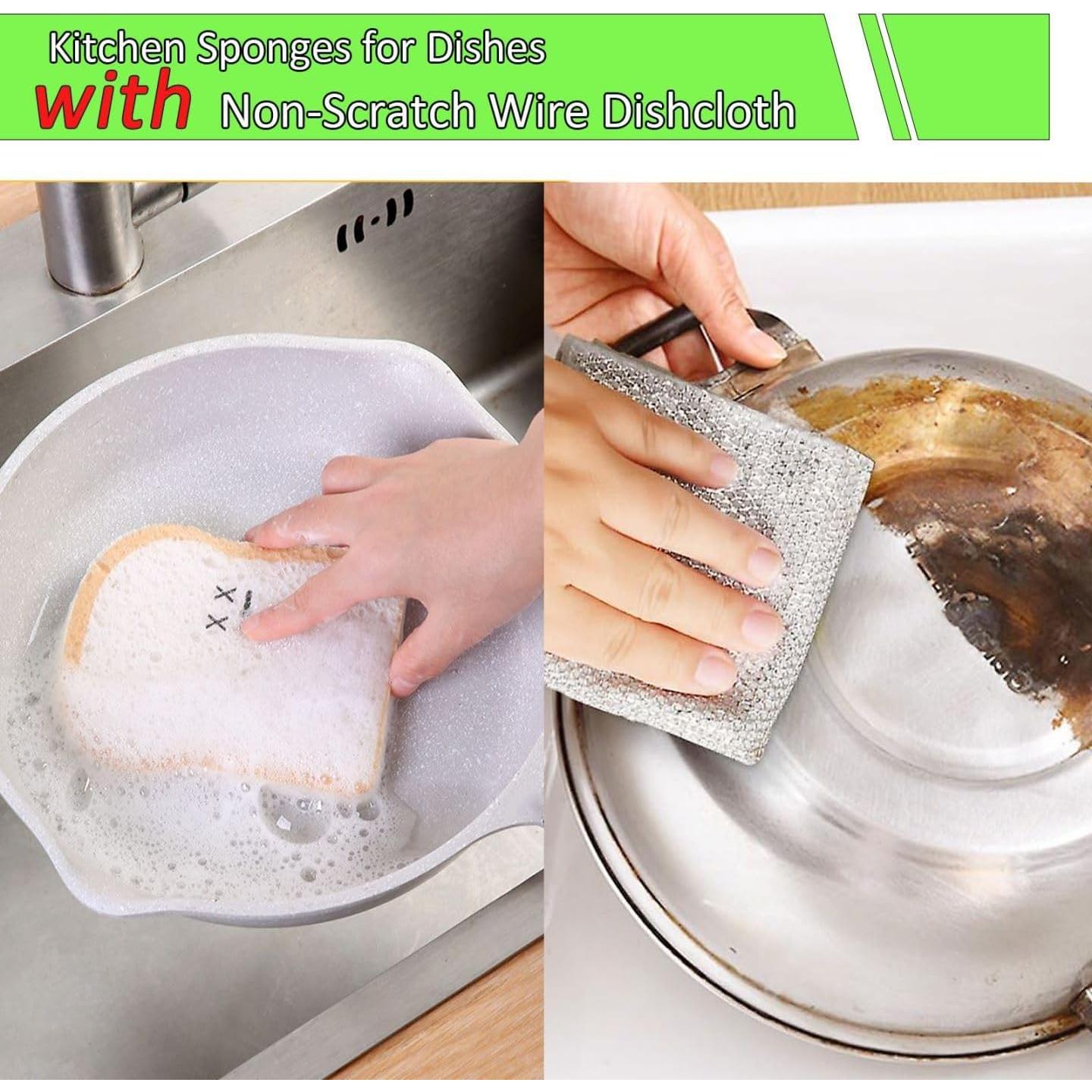 Paquete de 6 paños de alambre Muwfeuin + 1 esponja de cocina