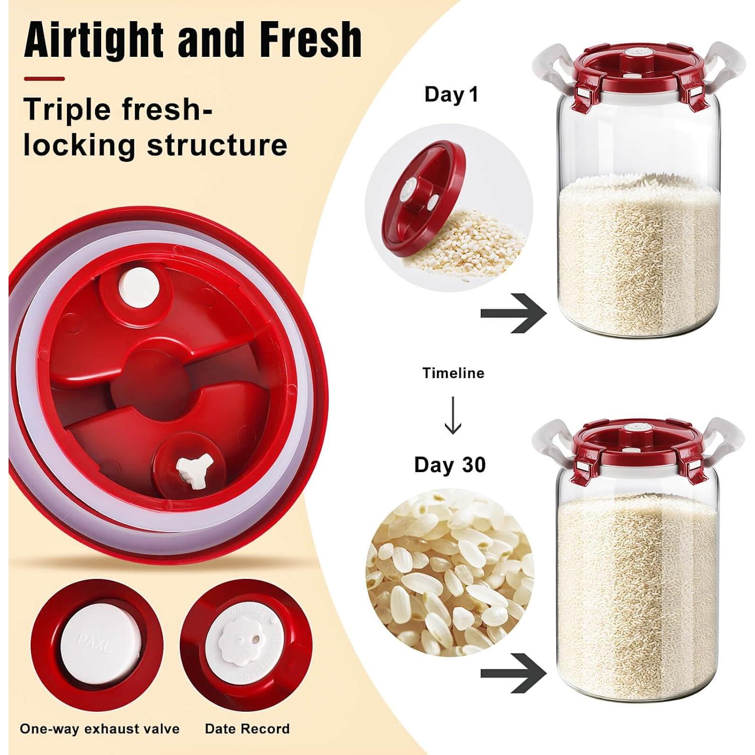 Contenedor de Arroz Hermético de Vidrio LIFEHIM 9 kg con Taza Medidora