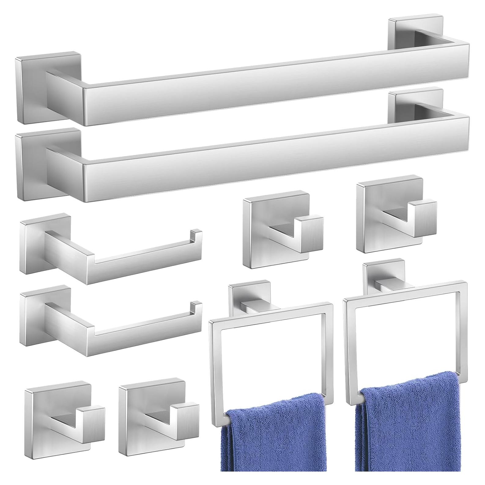 Juego de Accesorios de Baño UPRONE 10 Piezas Acero Inoxidable