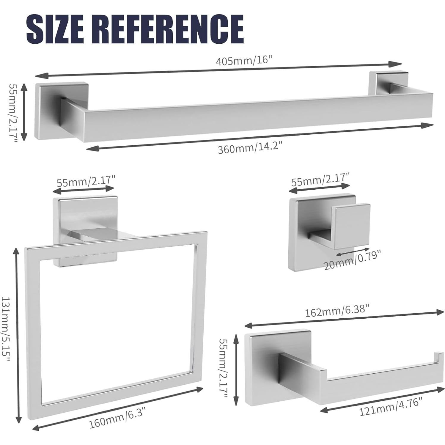 Juego de Accesorios de Baño UPRONE 10 Piezas Acero Inoxidable
