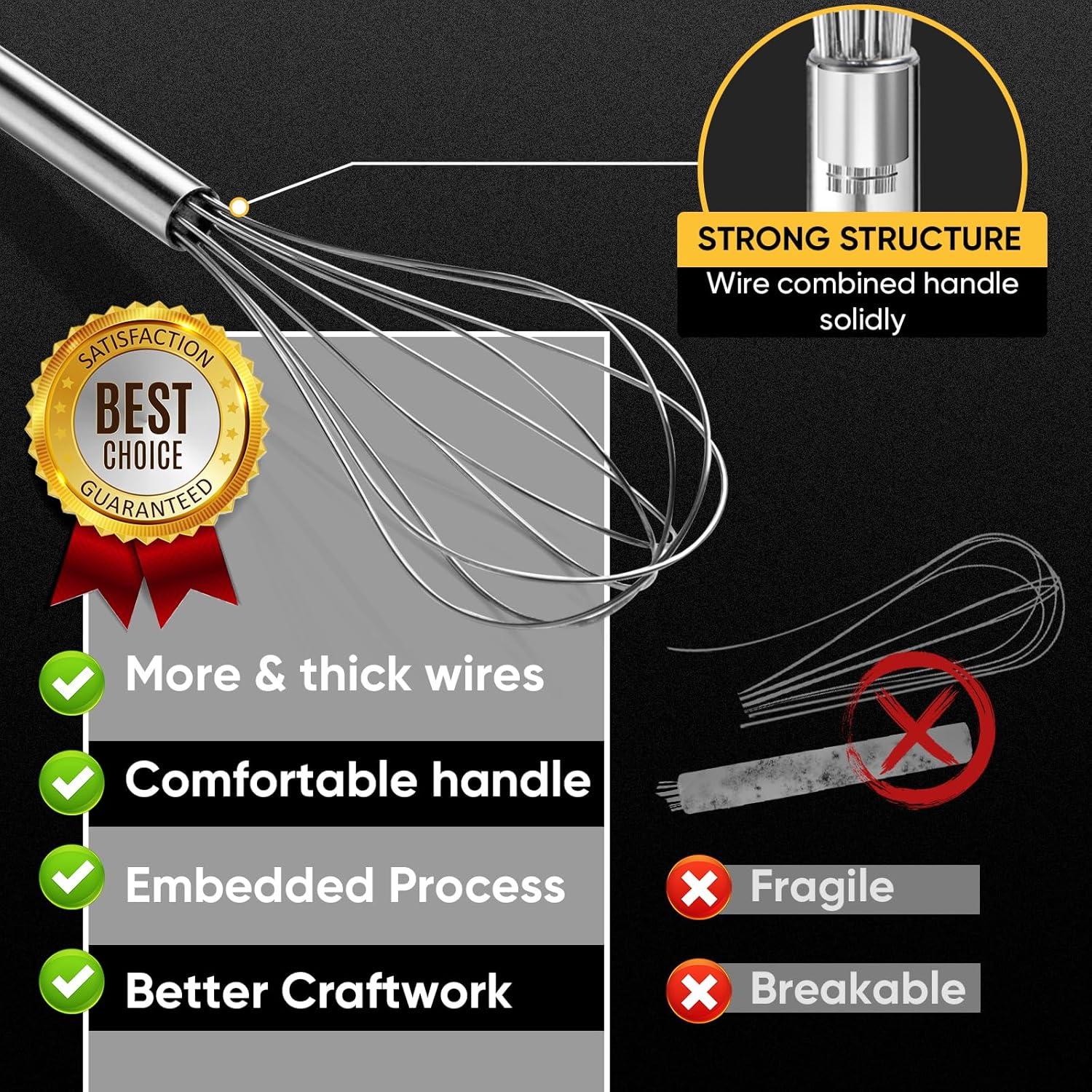 Conjunto de 3 Batidores de Alambre OOKUU - Acero Inoxidable