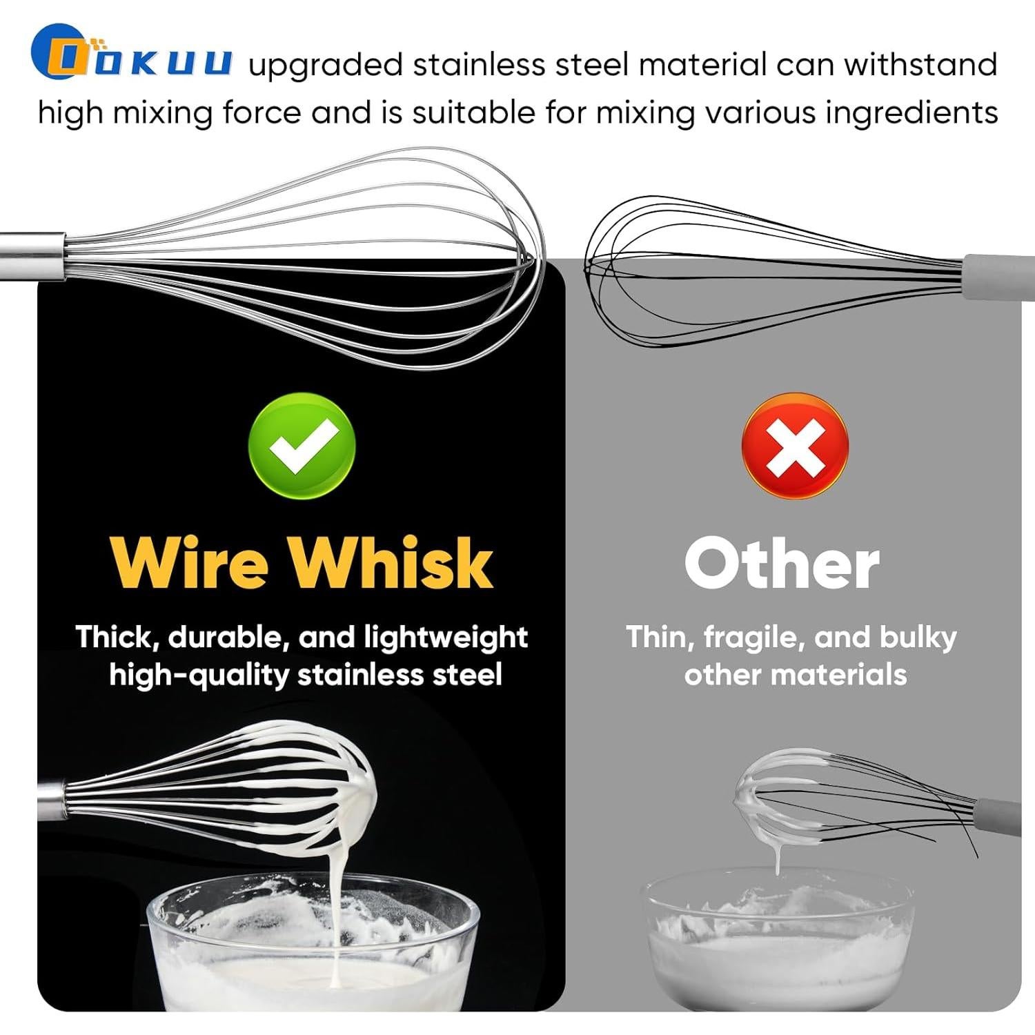 Conjunto de 3 Batidores de Alambre OOKUU - Acero Inoxidable