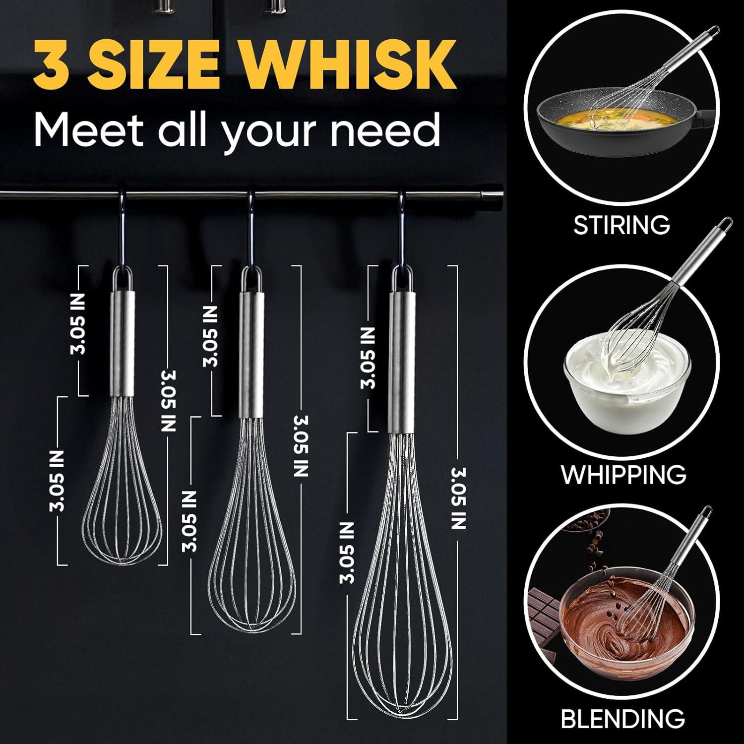 Conjunto de 3 Batidores de Alambre OOKUU - Acero Inoxidable
