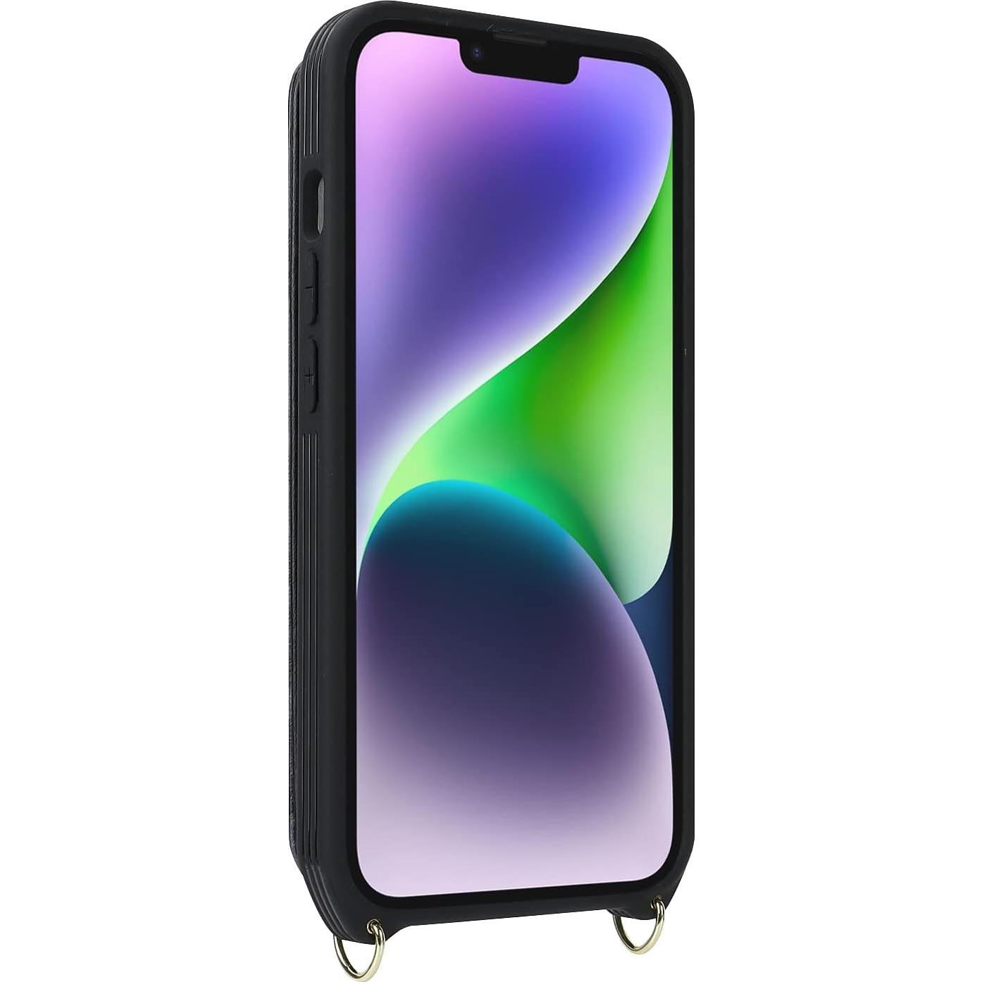 Funda para iPhone 14 Lipvina con soporte y correa vino rojo