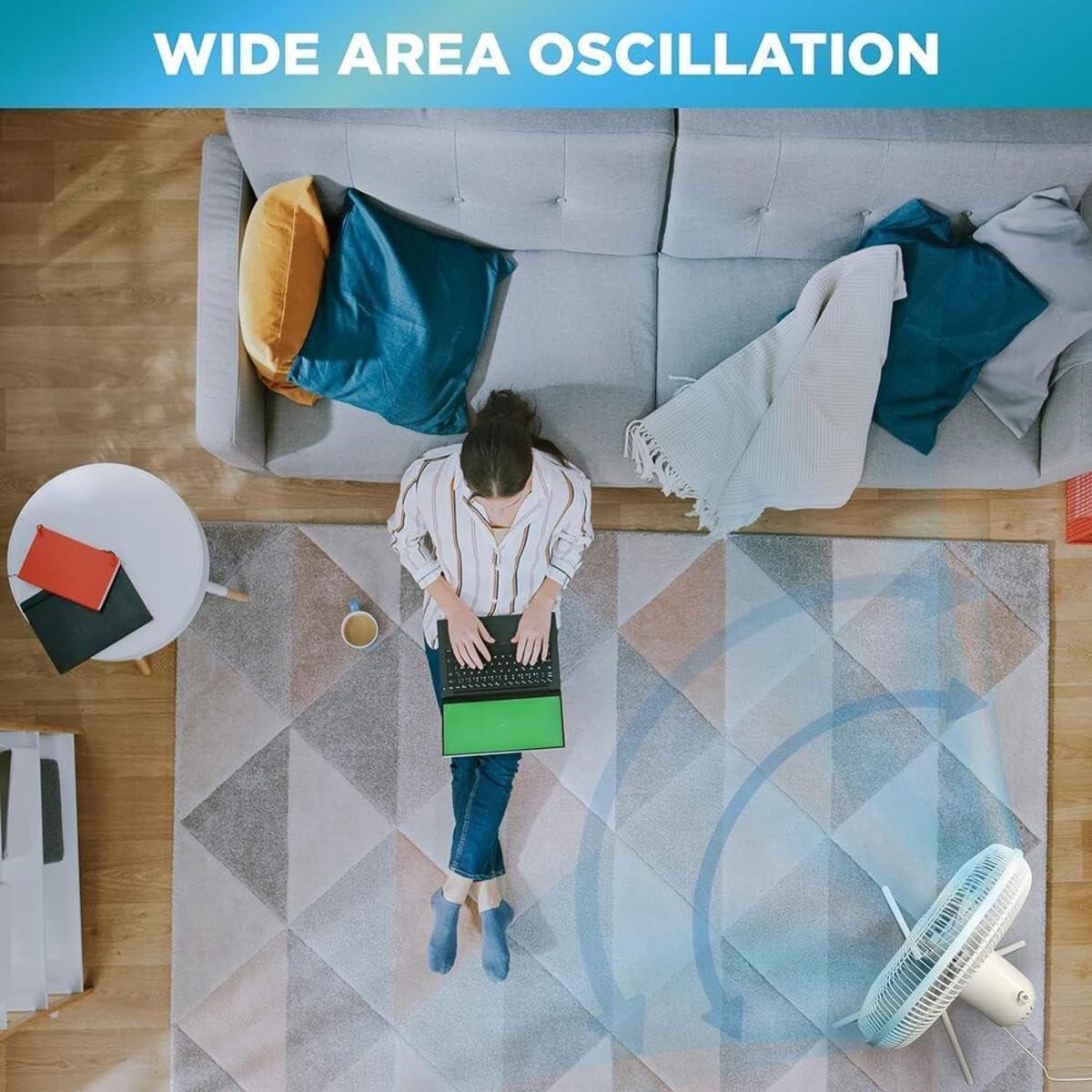 Ventilador de Pedestal Oscilante EZ-CHILL 16" Blanco 3 Velocidades