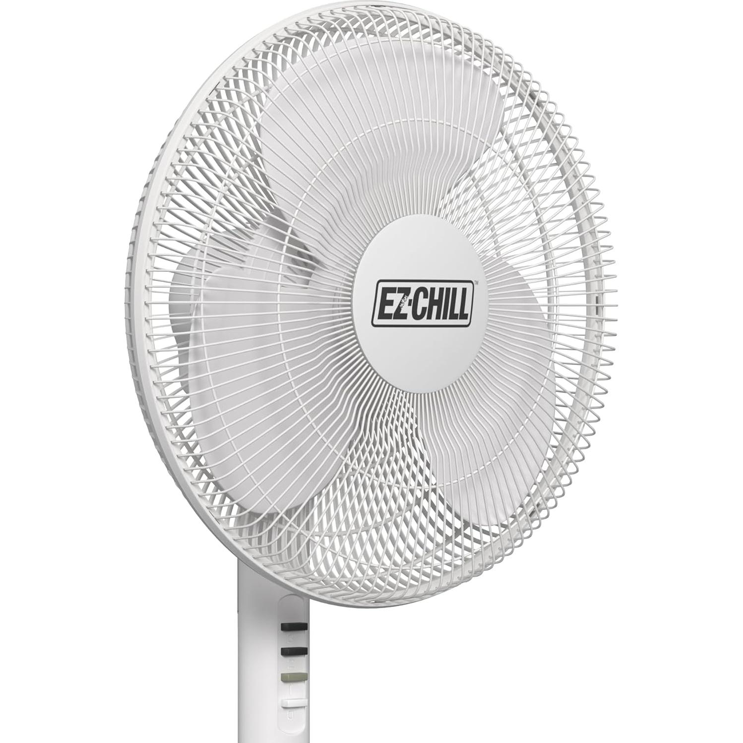 Ventilador de Pedestal Oscilante EZ-CHILL 16" Blanco 3 Velocidades