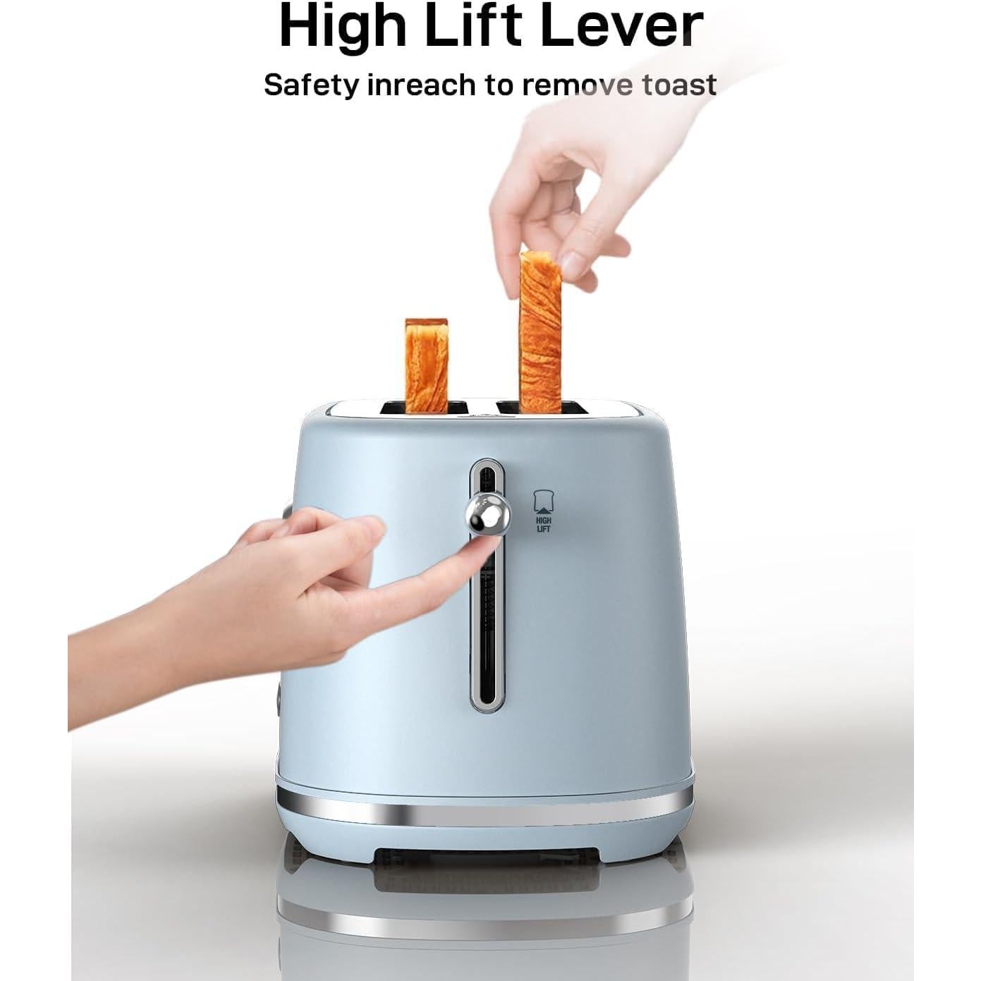 Tostadora 2 Rebanadas Longdeem Azul, Ranuras Anchas, Apagado Automático