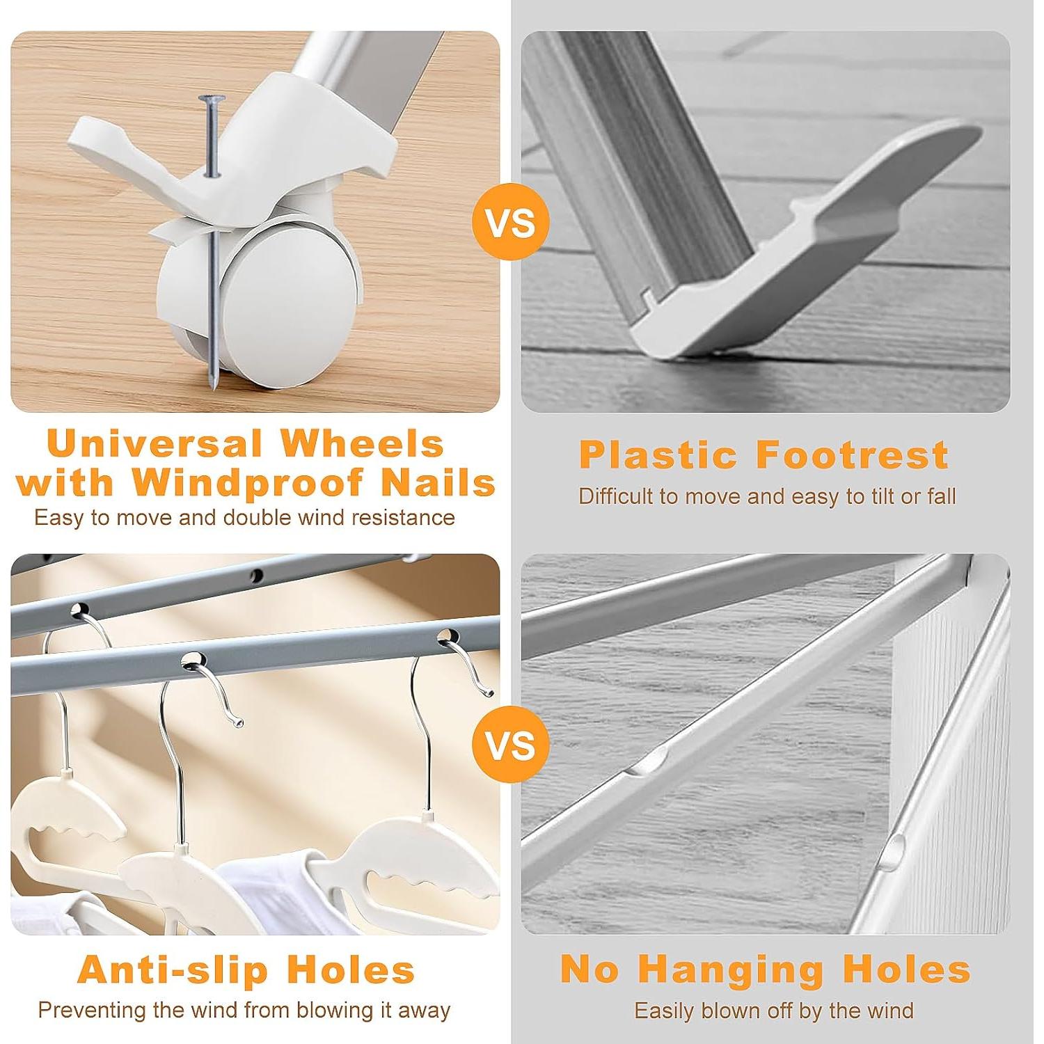 Estante Plegable para Secar Ropa HOMIER con 16 Varillas y 20 Clips