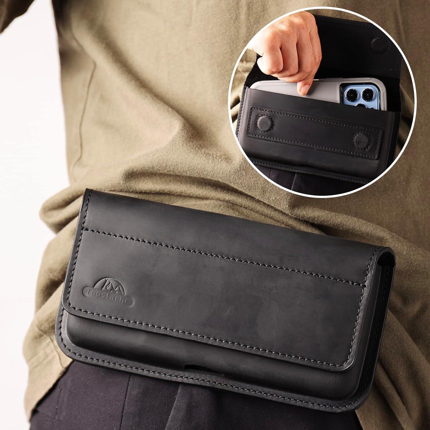Funda de cuero Topstache para smartphones grandes negra