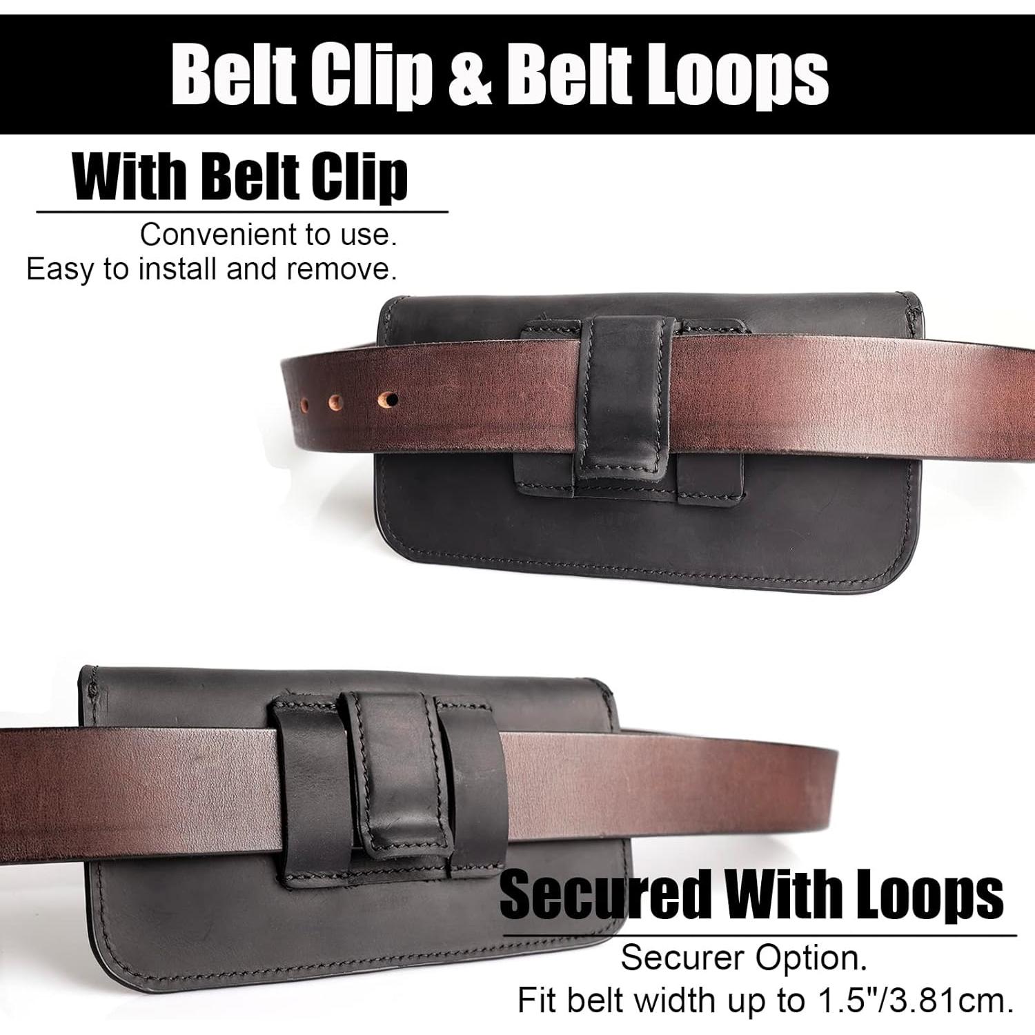 Funda de cuero Topstache para smartphones grandes negra