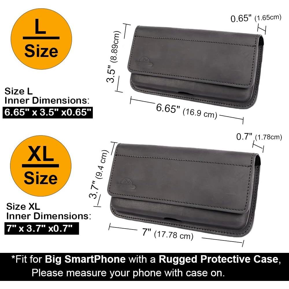 Funda de cuero Topstache para smartphones grandes negra