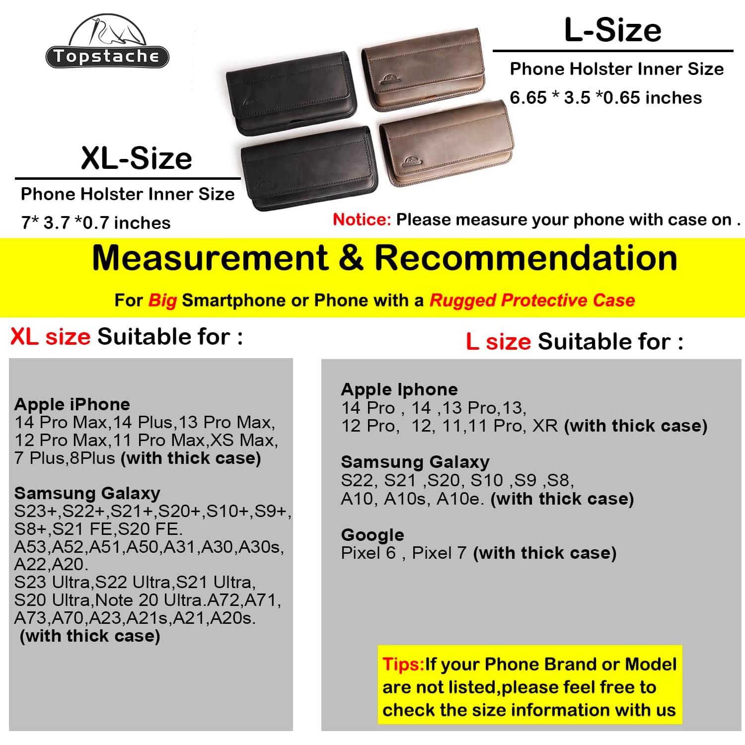 Funda de cuero Topstache para smartphones grandes negra