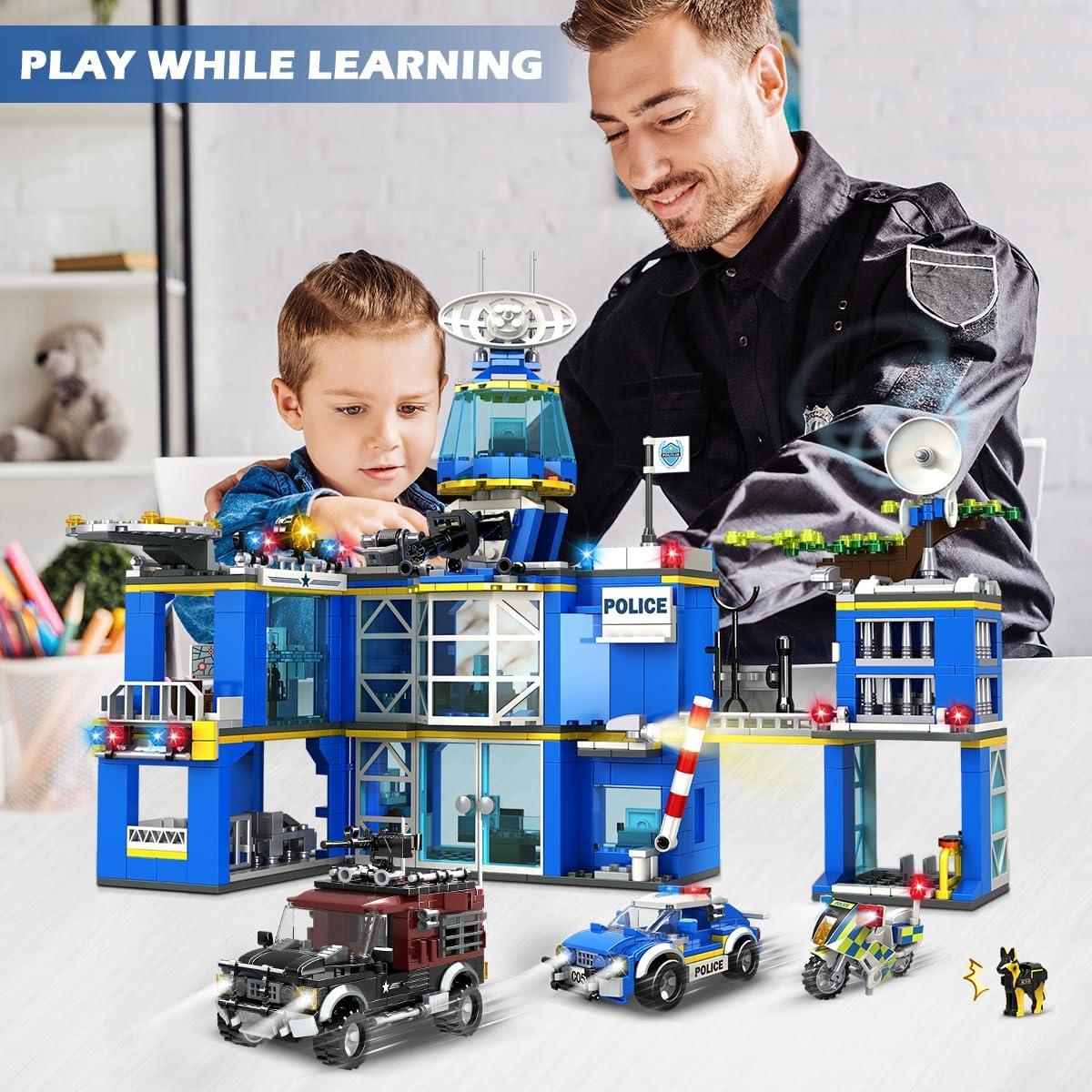 HOGOKIDS Estación de Policía Set 1260 Piezas Juguete STEM