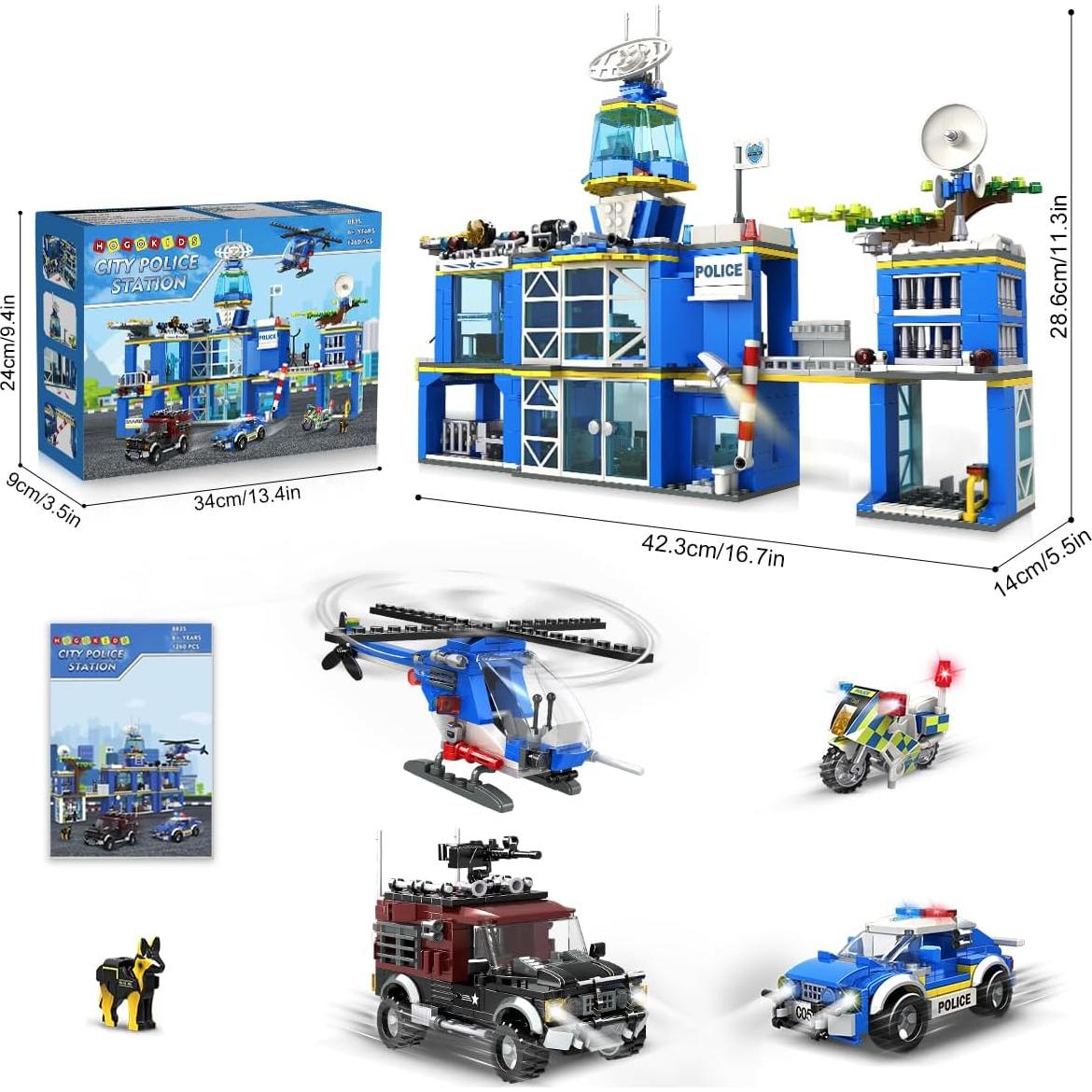 HOGOKIDS Estación de Policía Set 1260 Piezas Juguete STEM