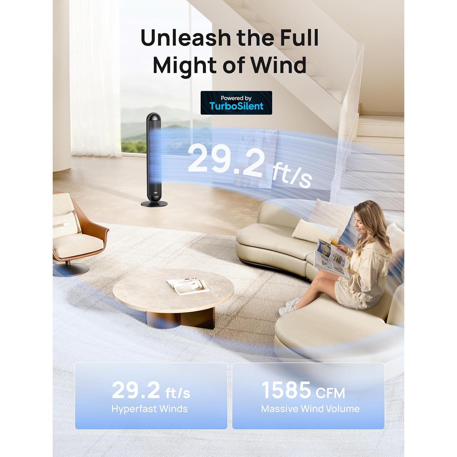 Ventilador y Calefactor Dreo 2 en 1 42" Oscilante Negro