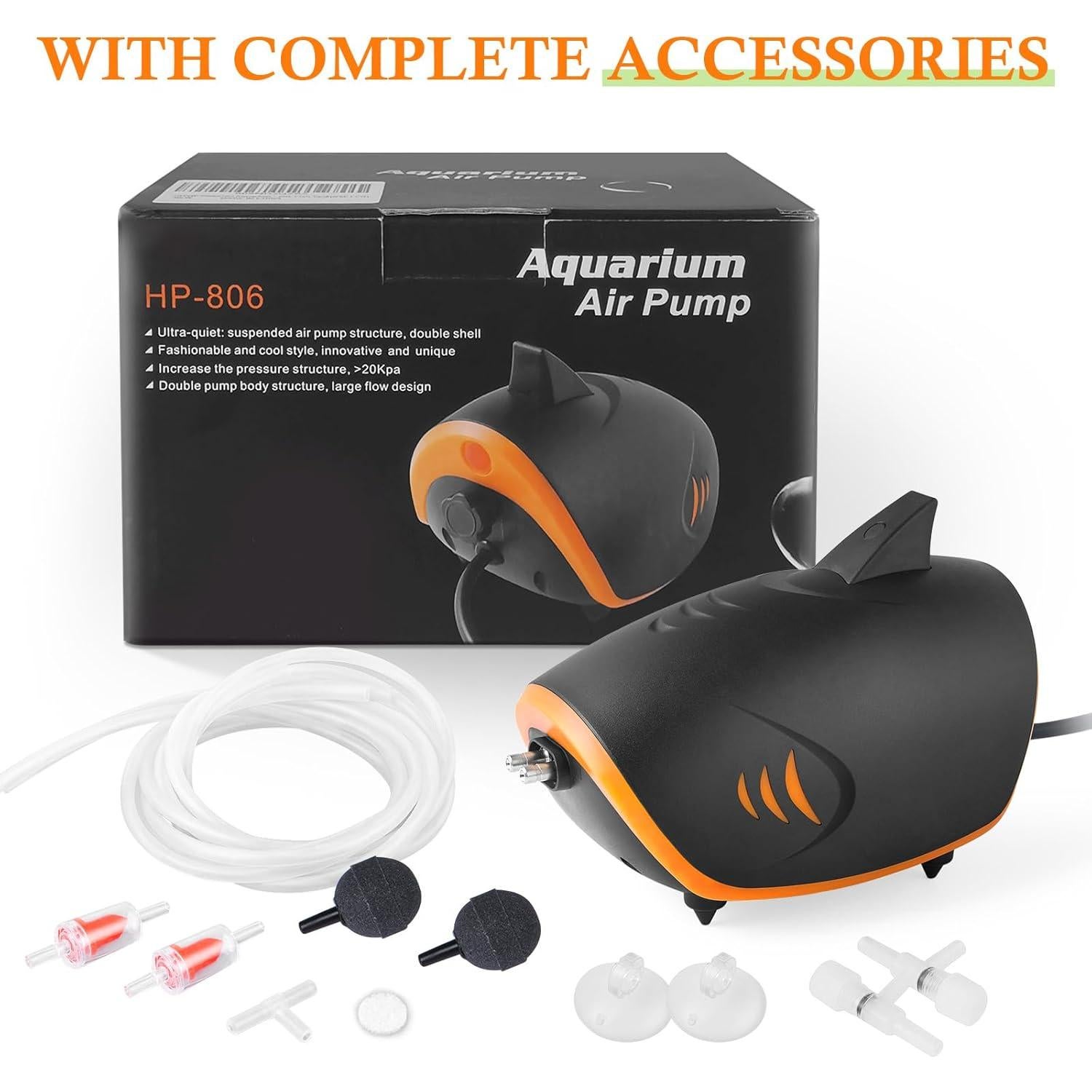 Bomba de Aire para Acuario HITOP 4W 110GPH Silenciosa 20-200 Gal