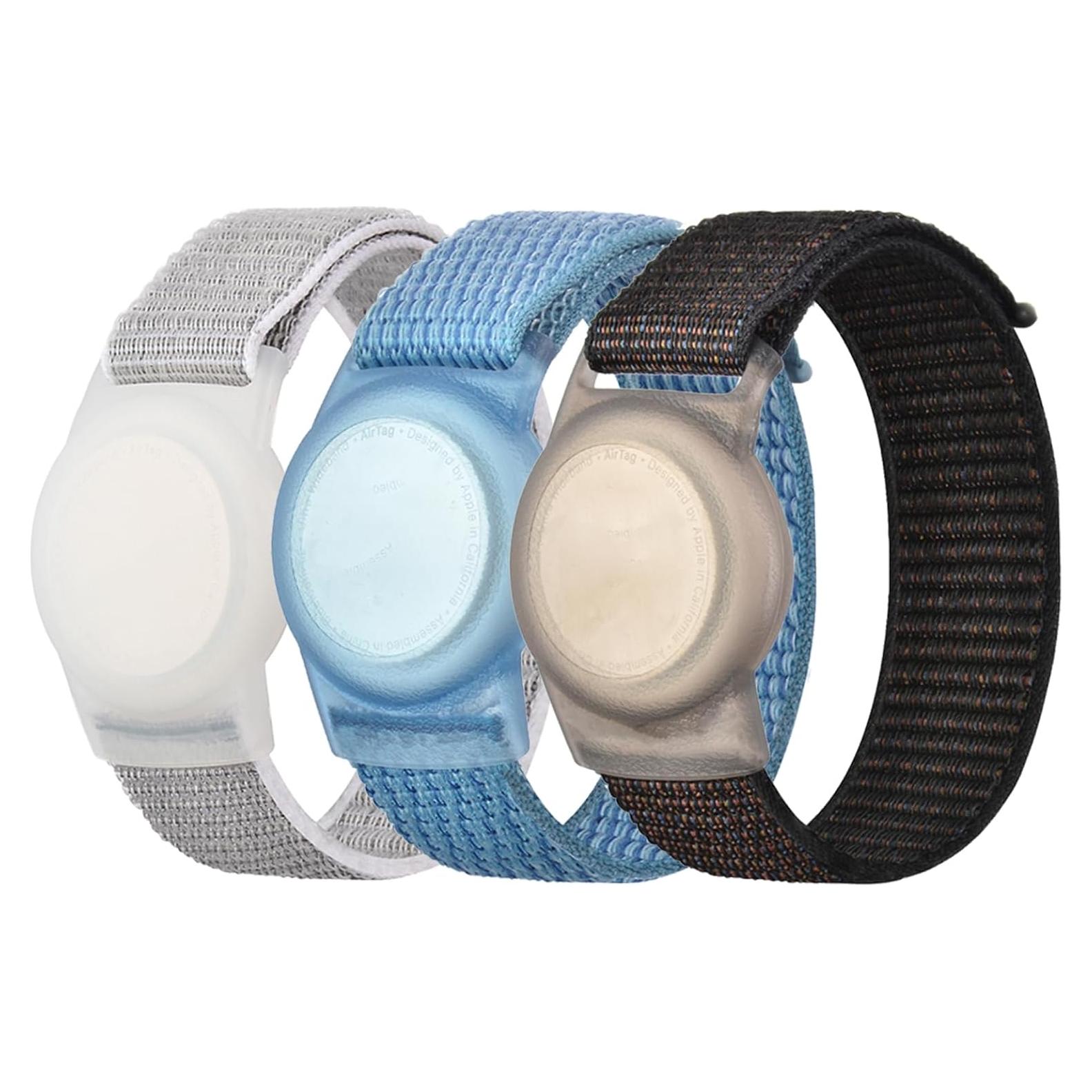 Paquete de 3 pulseras de nylon para AirTag - Ajustables y cómodas