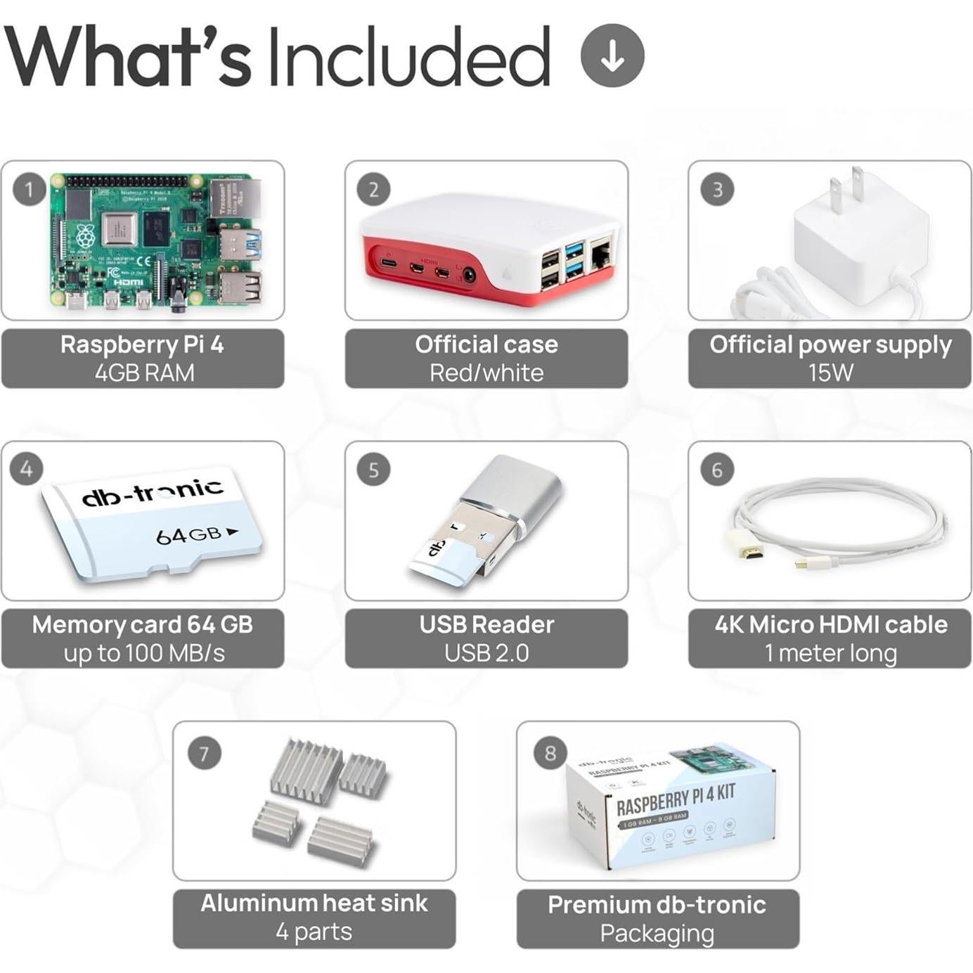 Kit de Inicio Raspberry Pi 4 4GB db-tronic con Accesorios