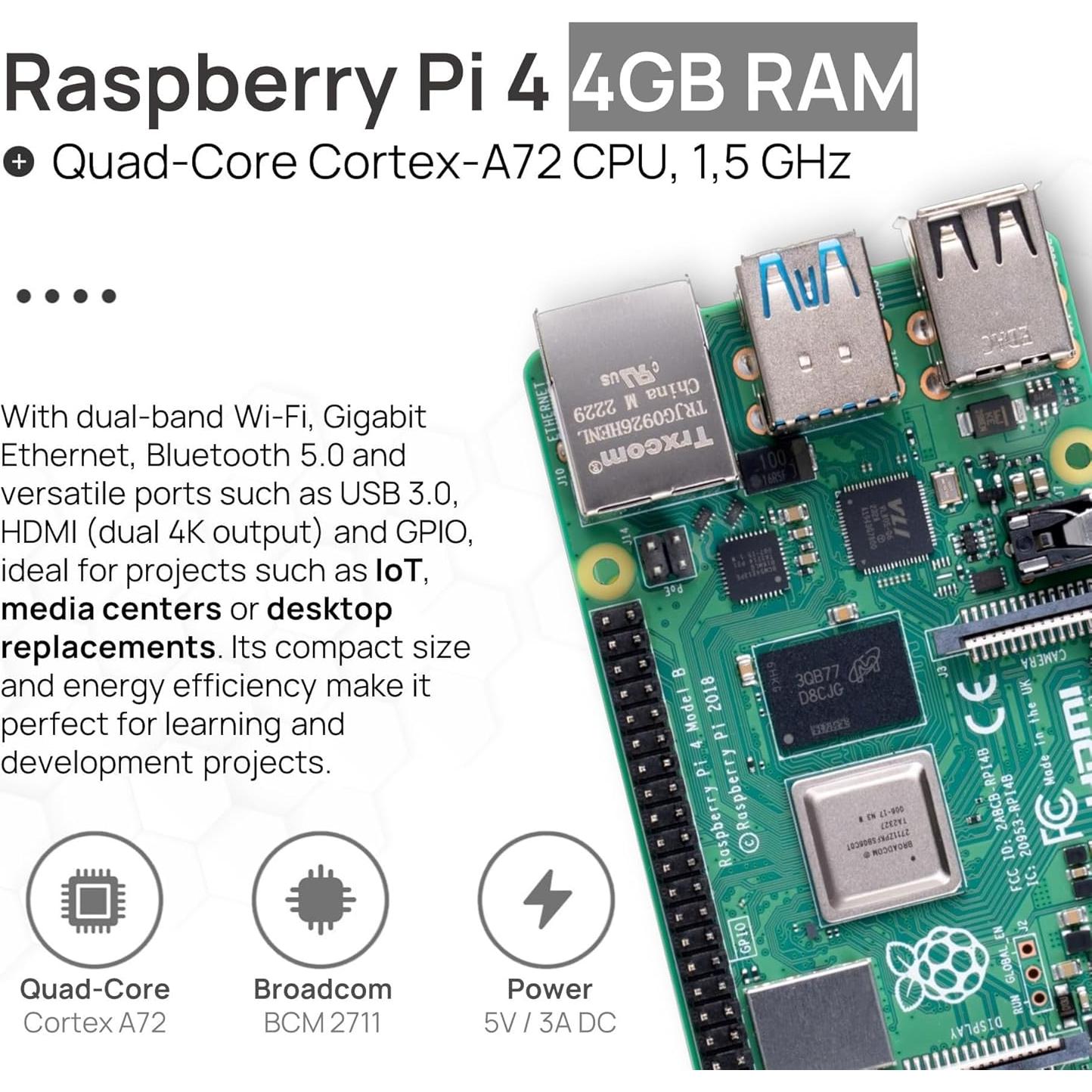 Kit de Inicio Raspberry Pi 4 4GB db-tronic con Accesorios