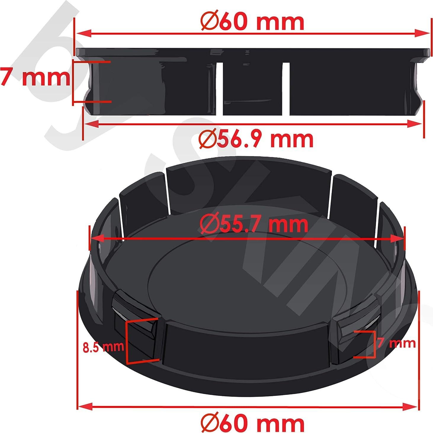 4 Tapas de Centro de Rueda SkinoEu CX 5 60mm Rojo Negro
